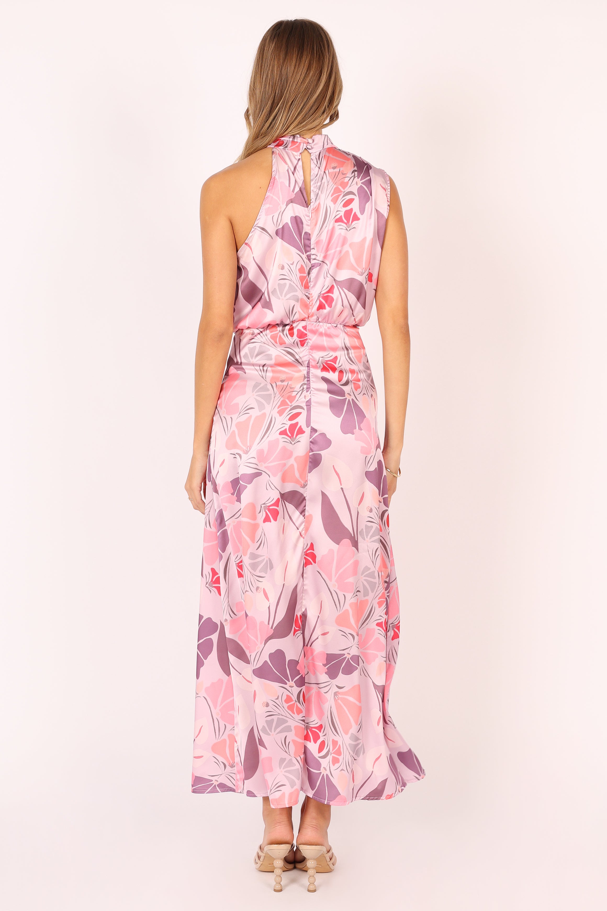 DRESSES @Amelia Halterneck Maxi Dress - Pink Floral