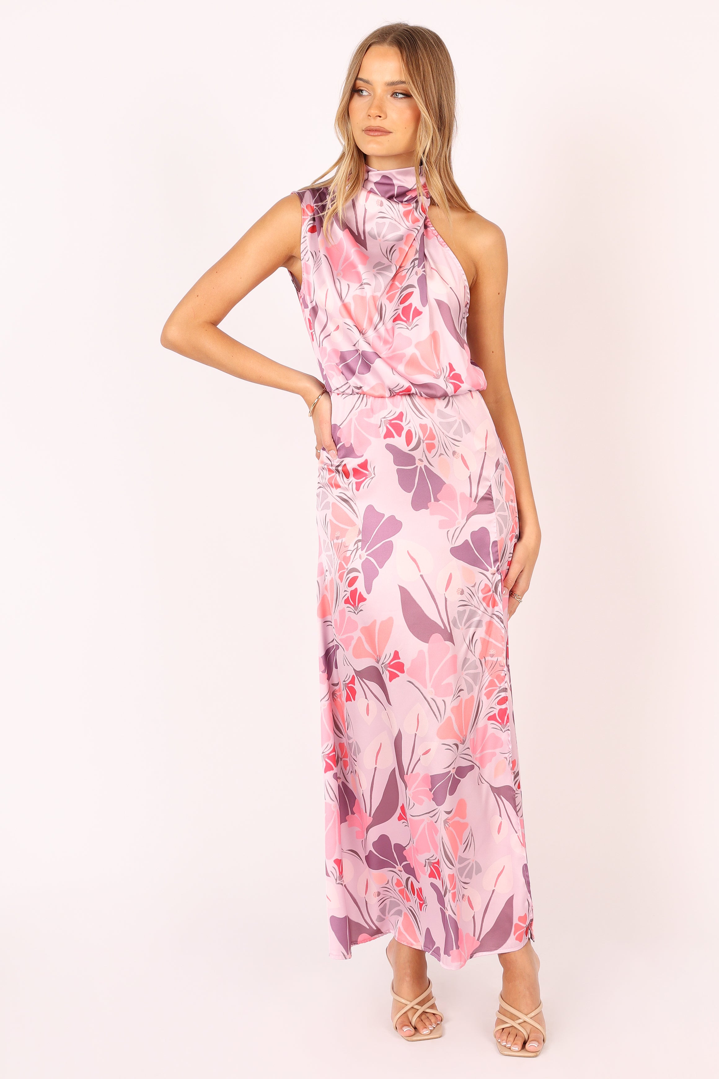 DRESSES @Amelia Halterneck Maxi Dress - Pink Floral
