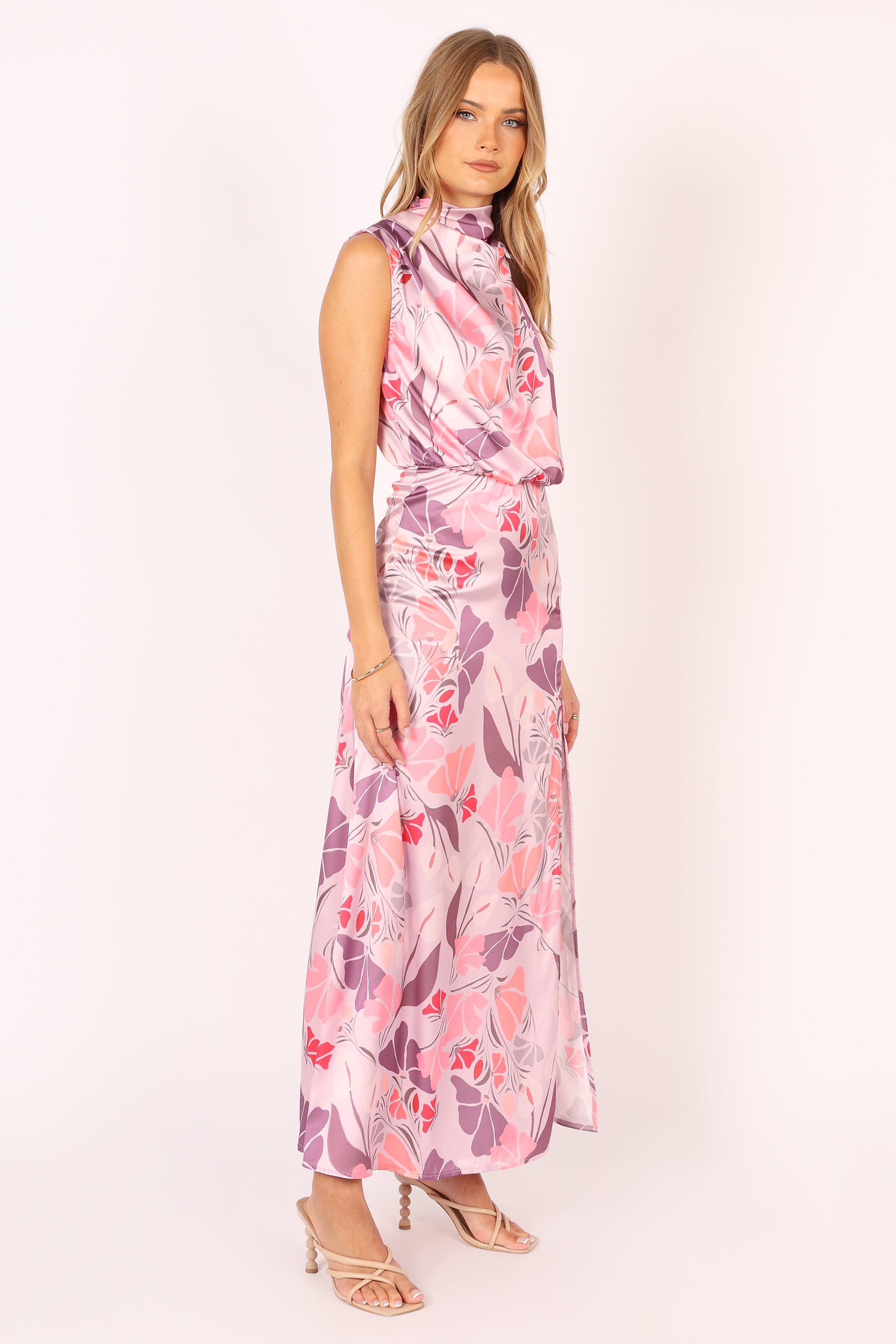 DRESSES @Amelia Halterneck Maxi Dress - Pink Floral