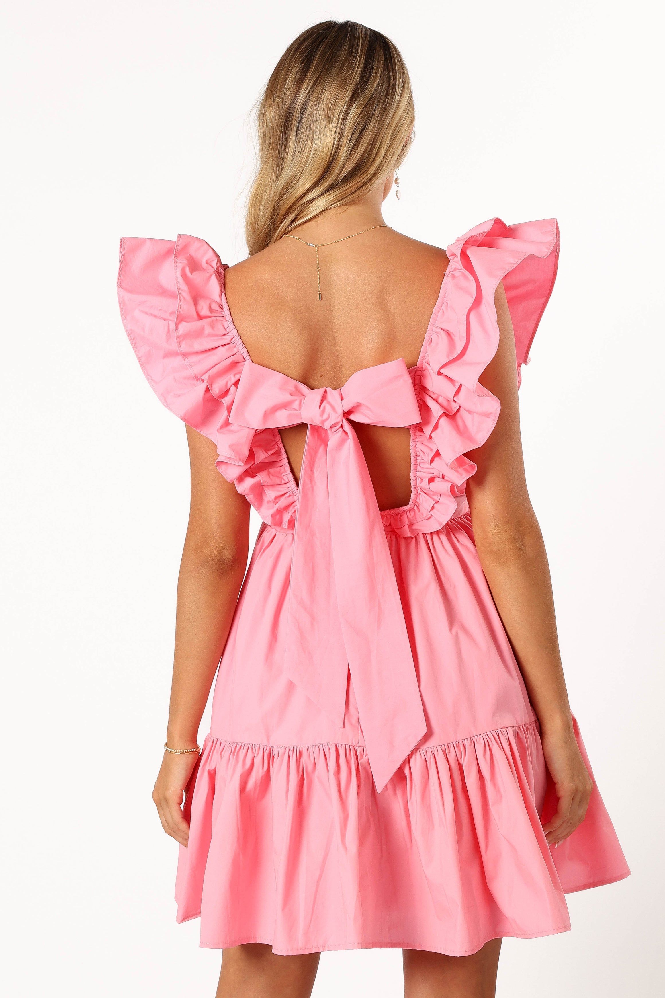 DRESSES @Amias Frill Sleeve Mini Dress - Candy Pink