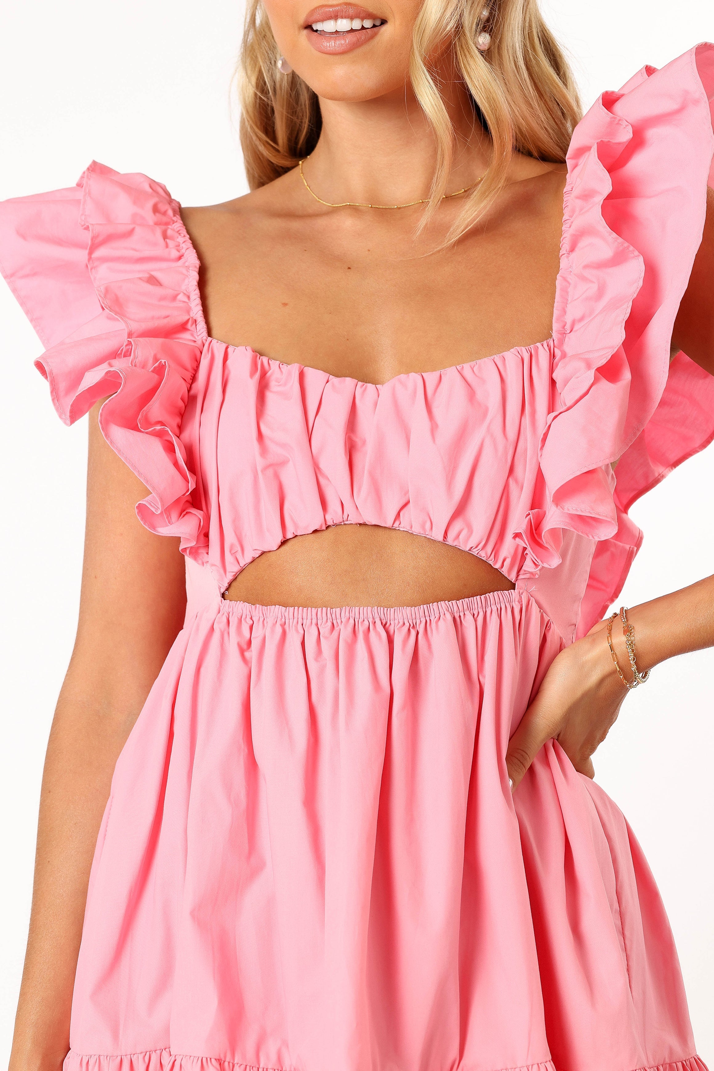 DRESSES @Amias Frill Sleeve Mini Dress - Candy Pink