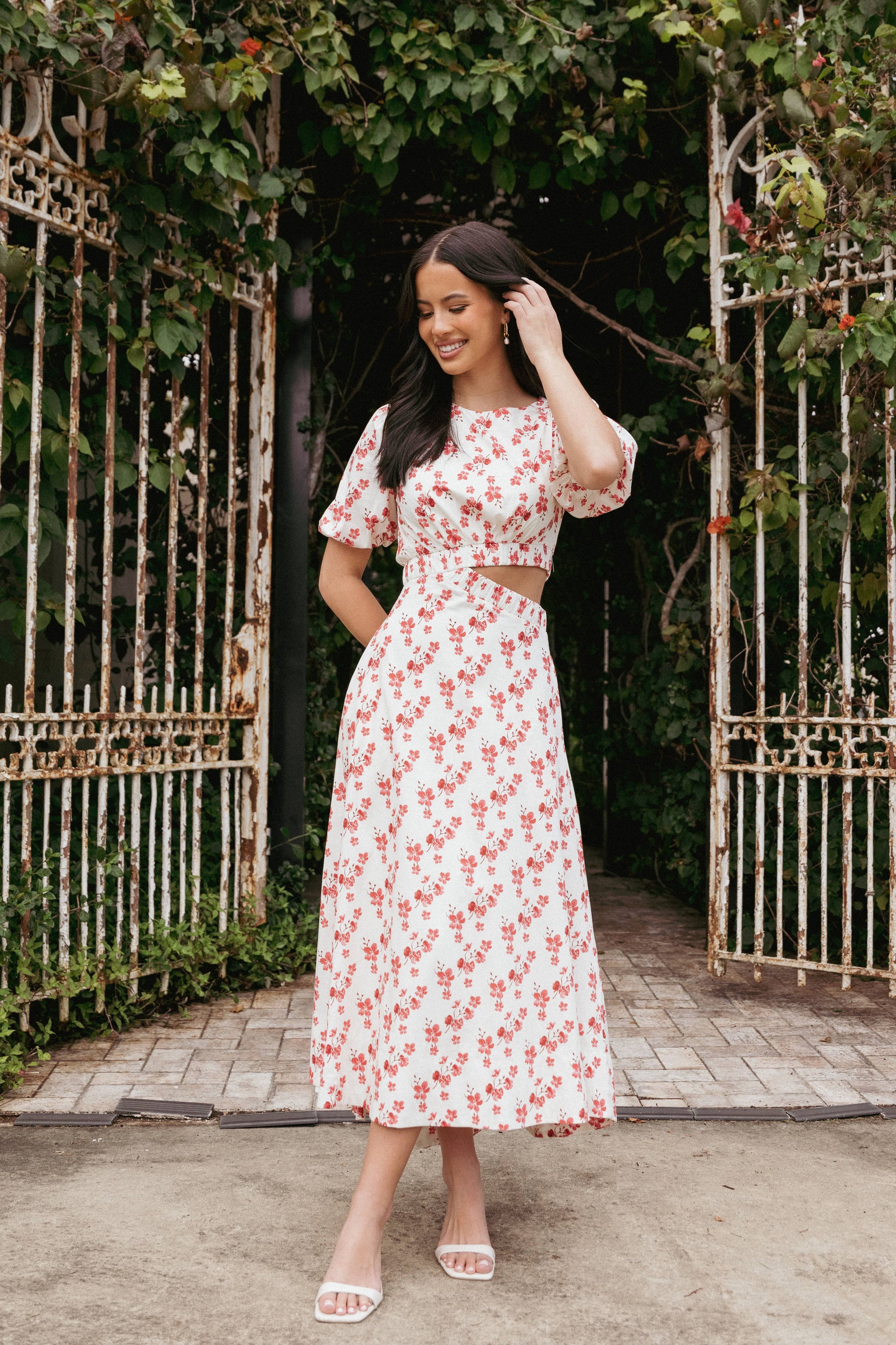 DRESSES Aminah Puff Sleeve Dress - Red Floral