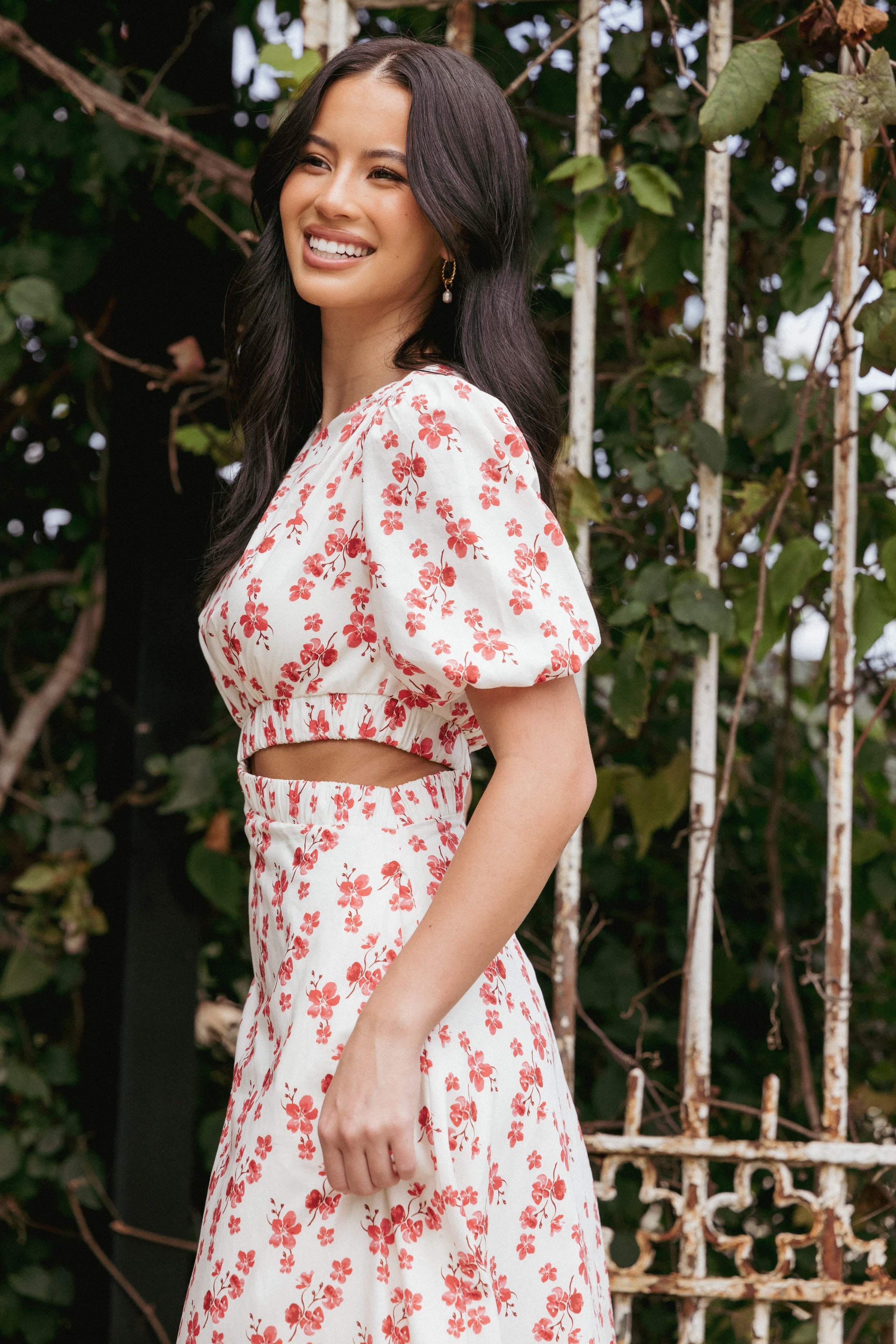 DRESSES Aminah Puff Sleeve Dress - Red Floral