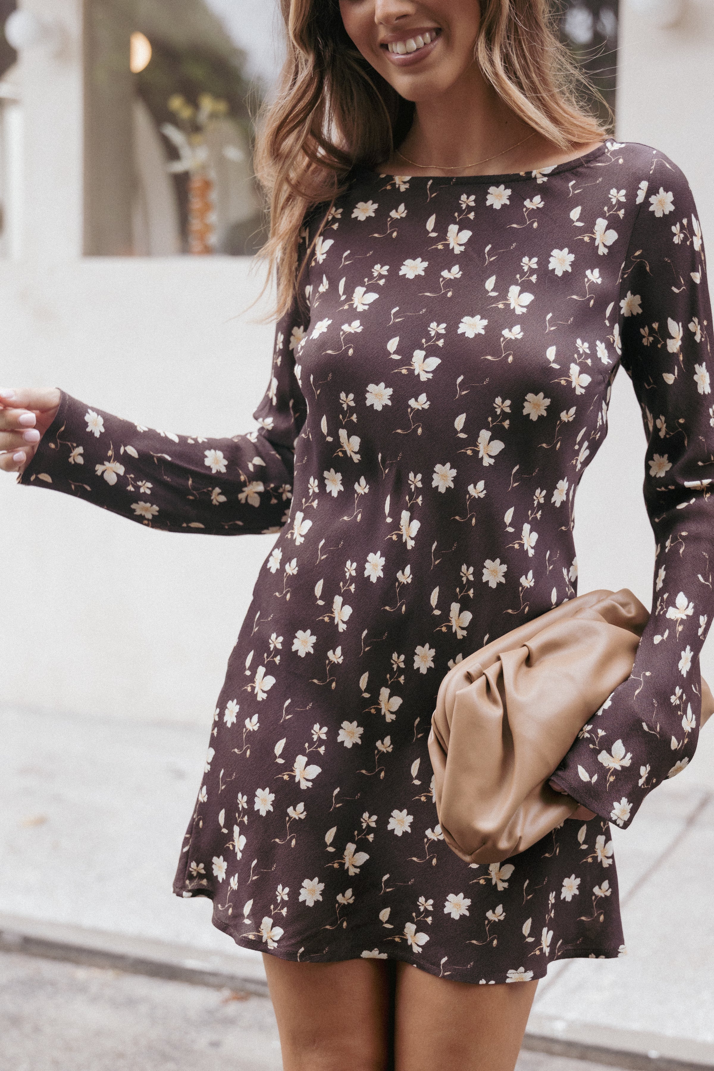 DRESSES Amity Mini Dress - Brown Floral