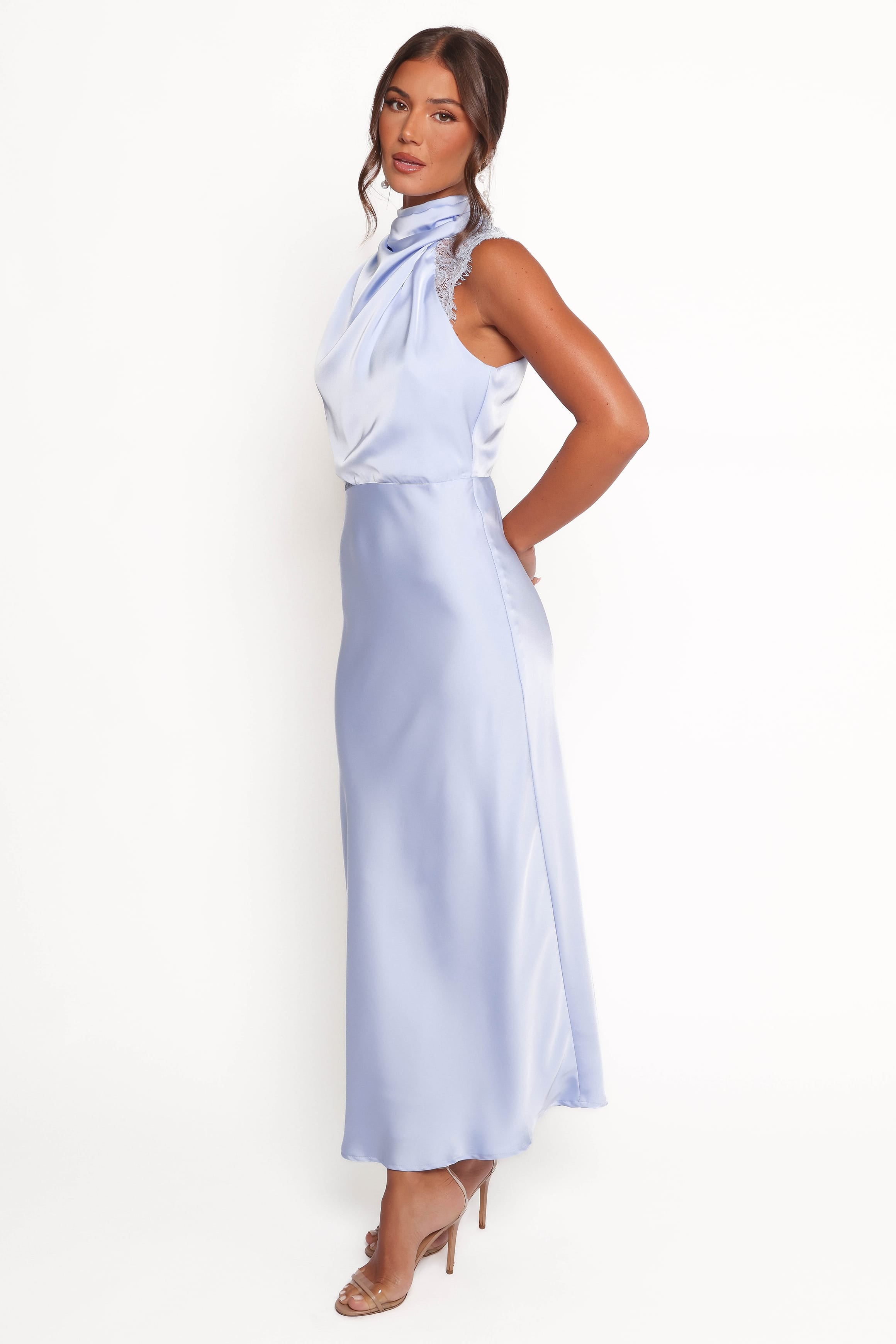 DRESSES Anabelle Halter Neck Lace Maxi Dress - Baby Blue