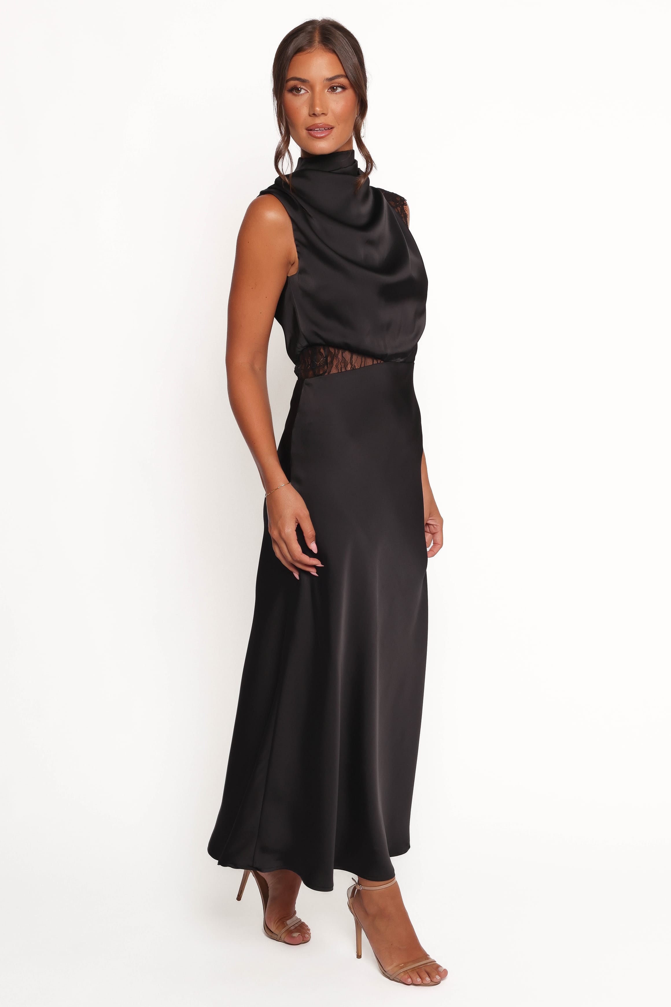 DRESSES Anabelle Halter Neck Lace Maxi Dress - Black