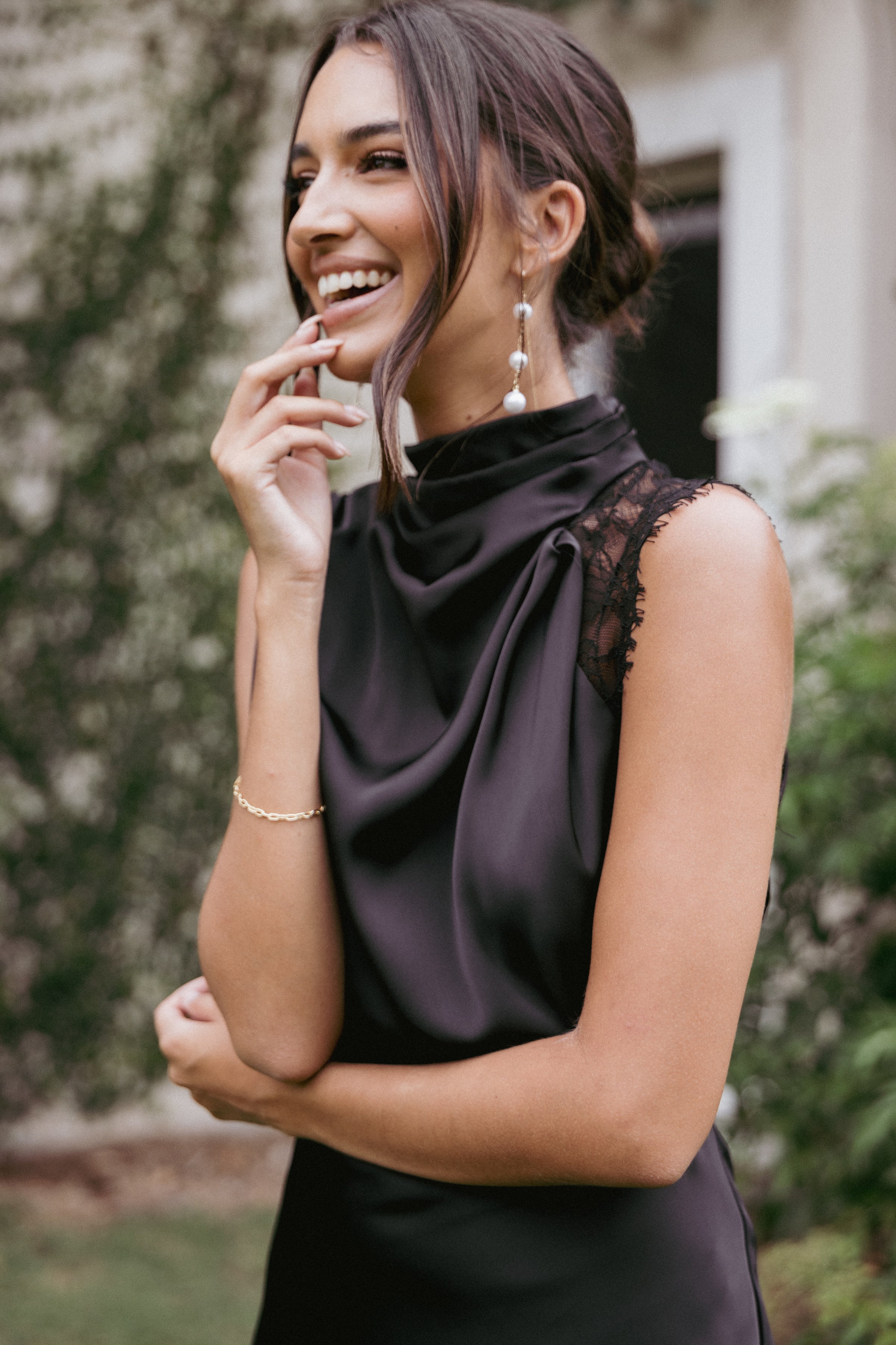 DRESSES Anabelle Halter Neck Lace Maxi Dress - Black