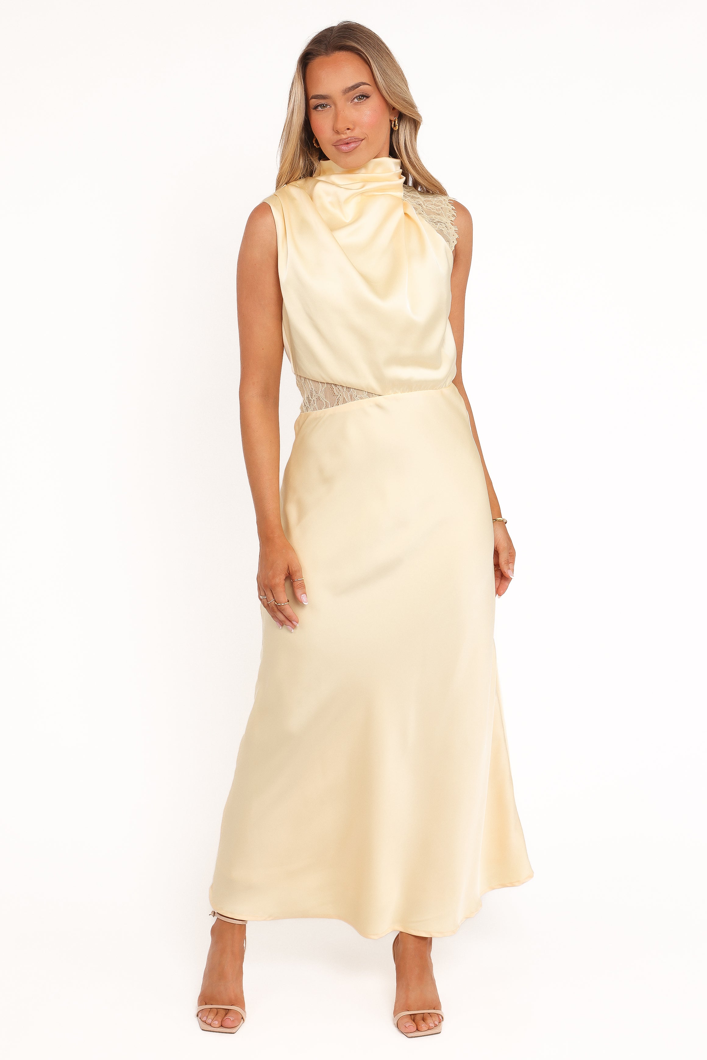 DRESSES Anabelle Halter Neck Lace Maxi Dress - Butter Yellow