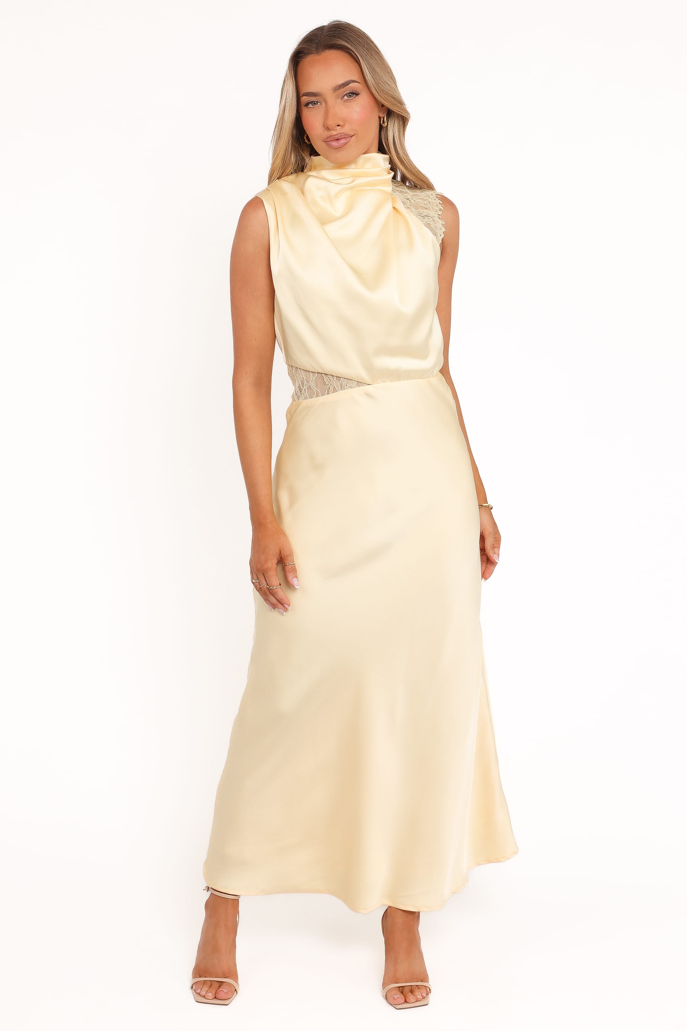 DRESSES Anabelle Halter Neck Lace Maxi Dress - Butter Yellow
