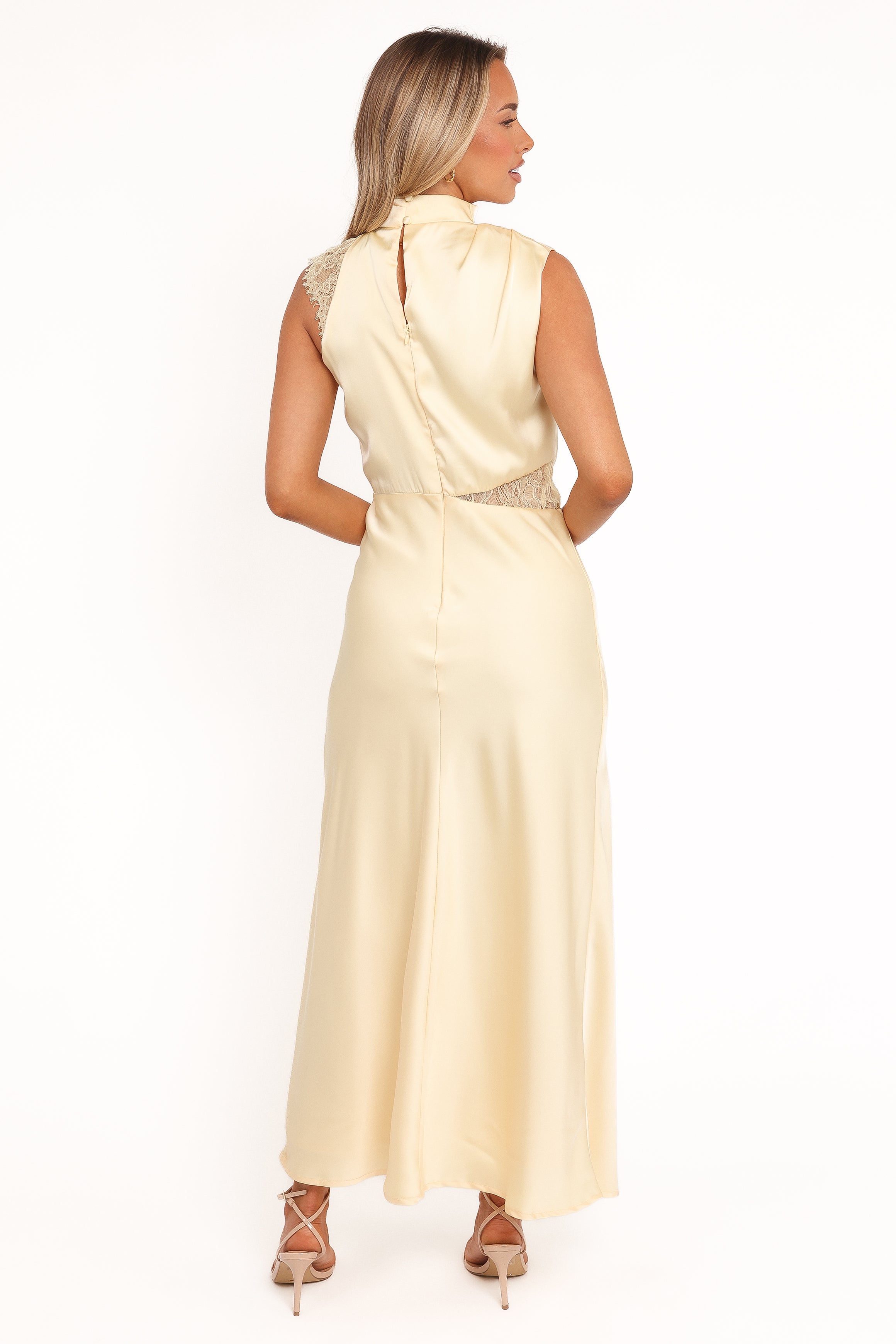 DRESSES Anabelle Halter Neck Lace Maxi Dress - Butter Yellow
