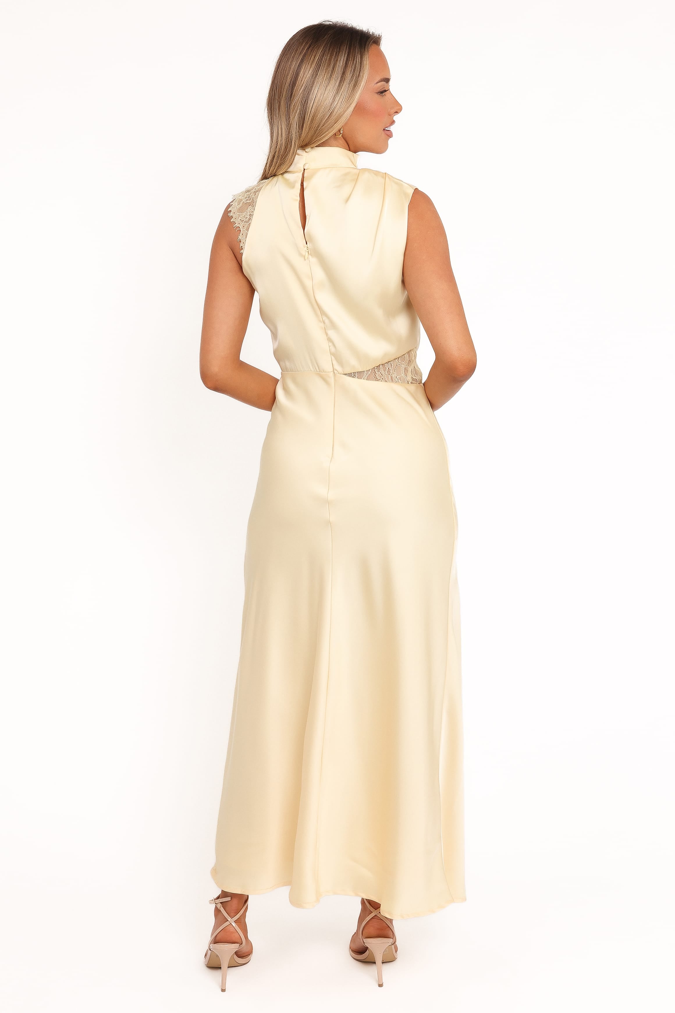 DRESSES Anabelle Halter Neck Lace Maxi Dress - Butter Yellow