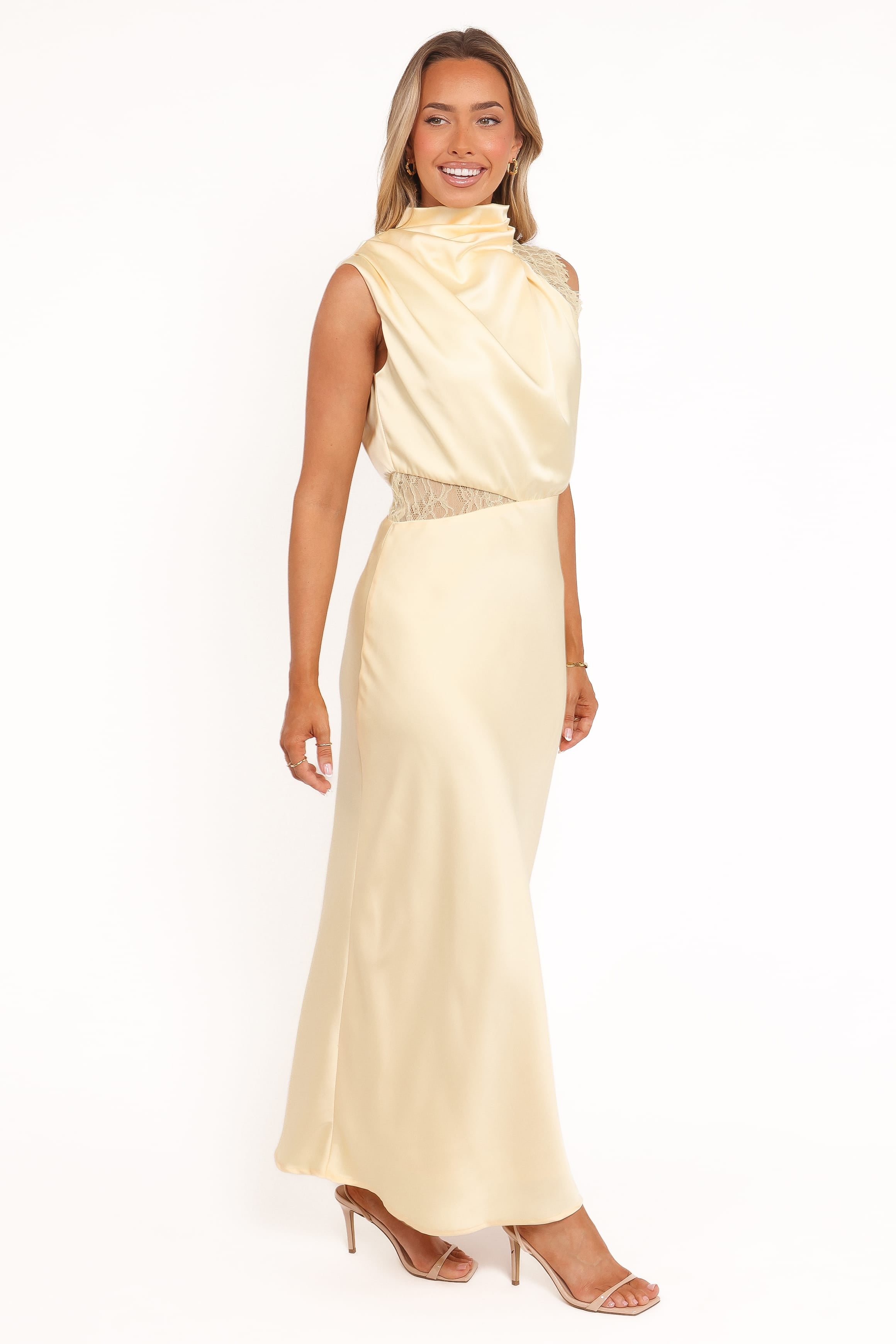 DRESSES Anabelle Halter Neck Lace Maxi Dress - Butter Yellow