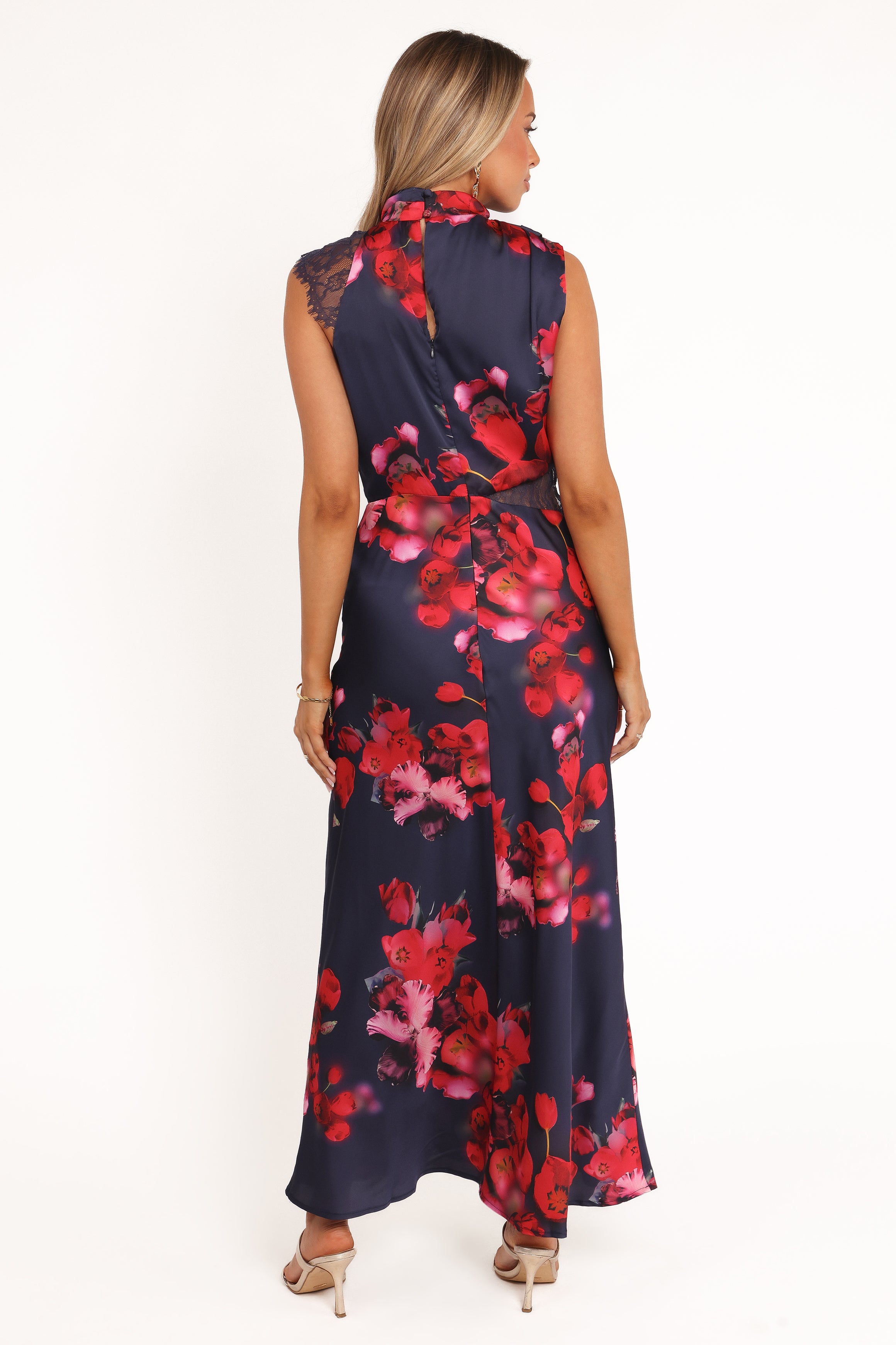 DRESSES Anabelle Halter Neck Lace Maxi Dress - Navy Floral