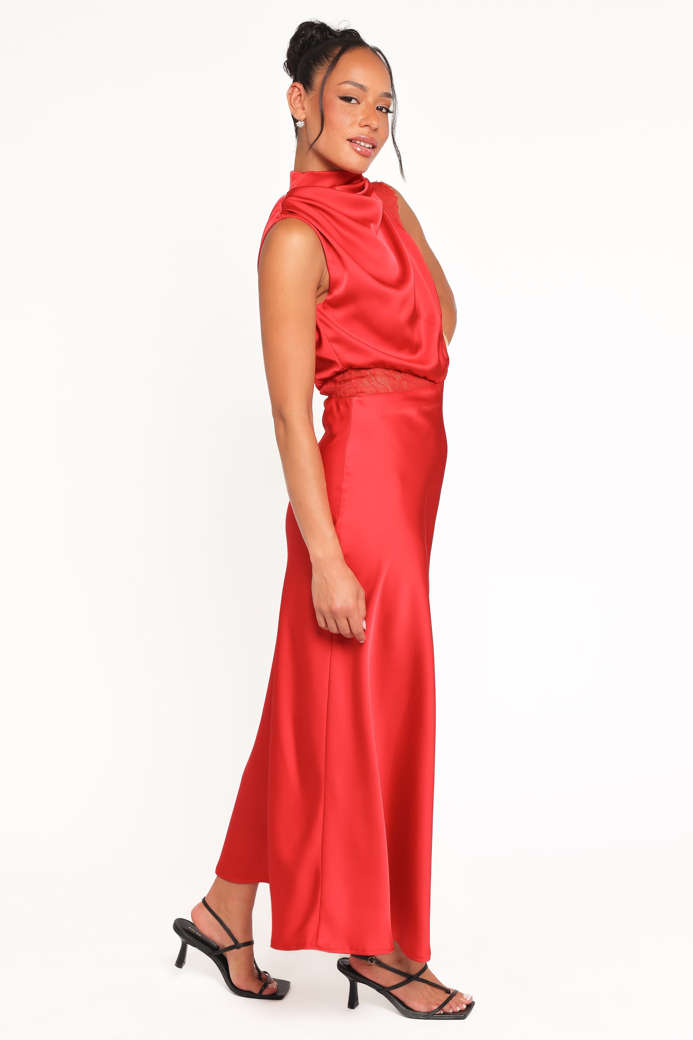 DRESSES Anabelle Halter Neck Lace Maxi Dress - Red