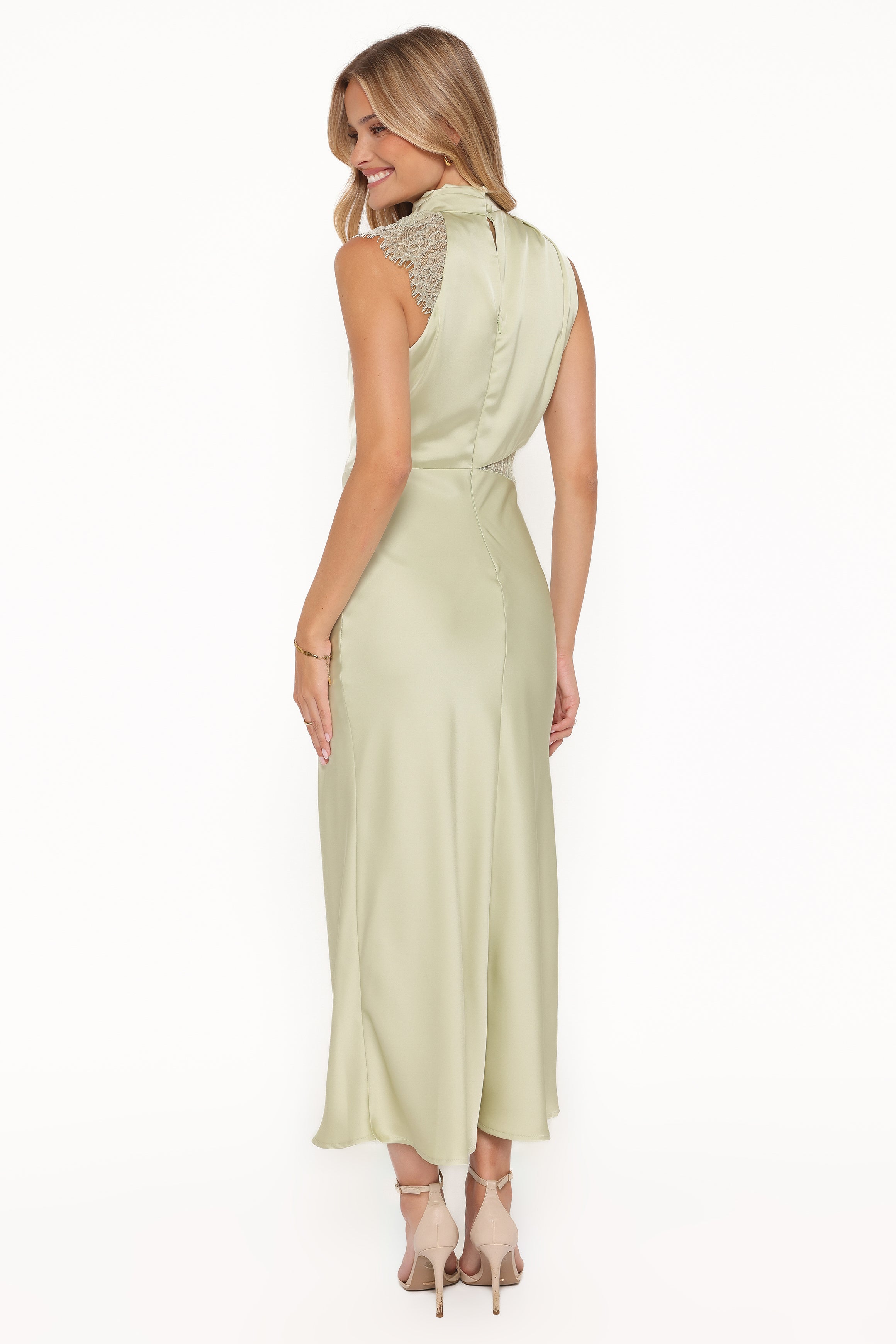 DRESSES Anabelle Halter Neck Lace Maxi Dress - Sage Green