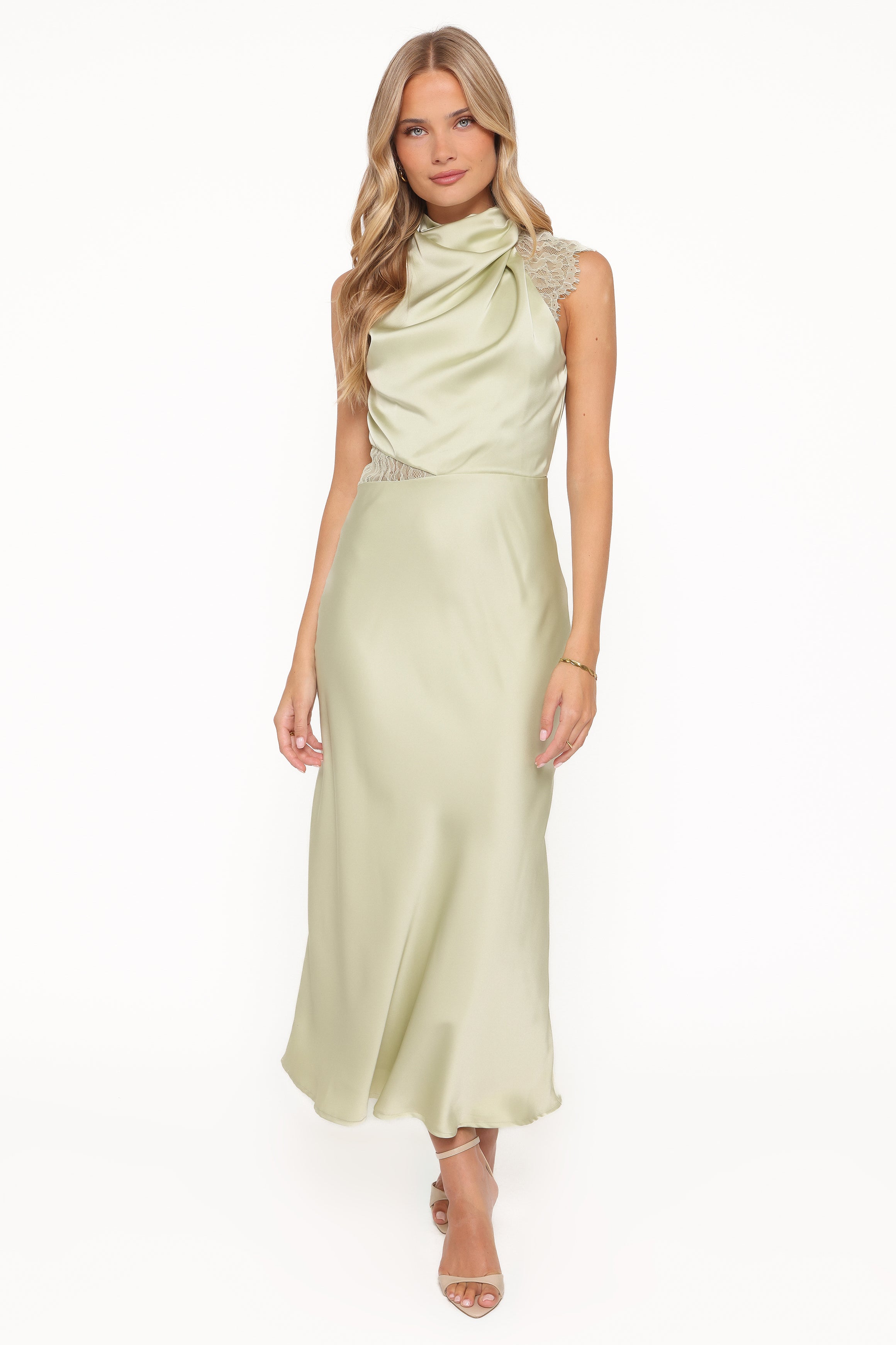 DRESSES Anabelle Halter Neck Lace Maxi Dress - Sage Green