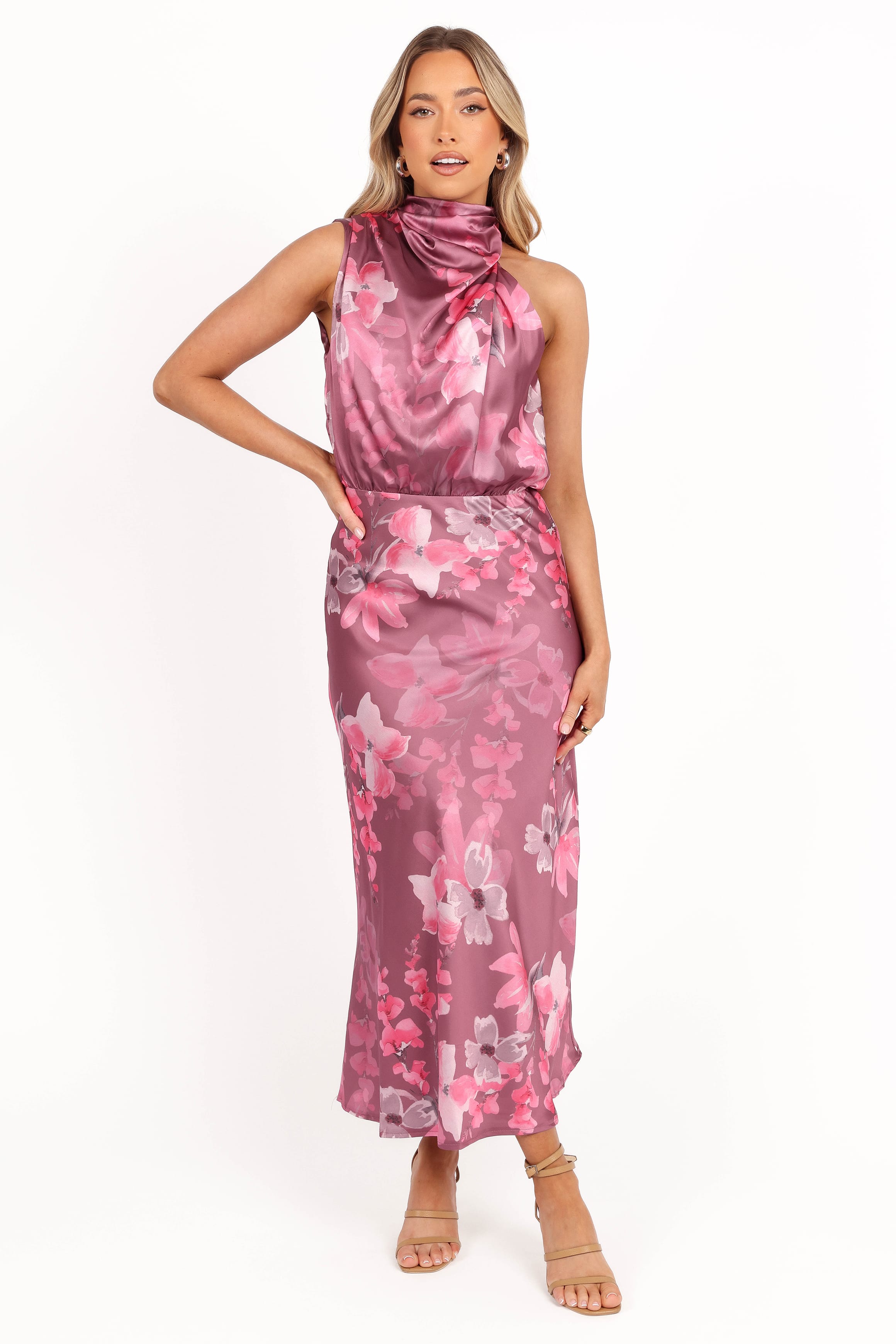 DRESSES Anabelle Halter Neck Midi Dress - Dark Rose Floral