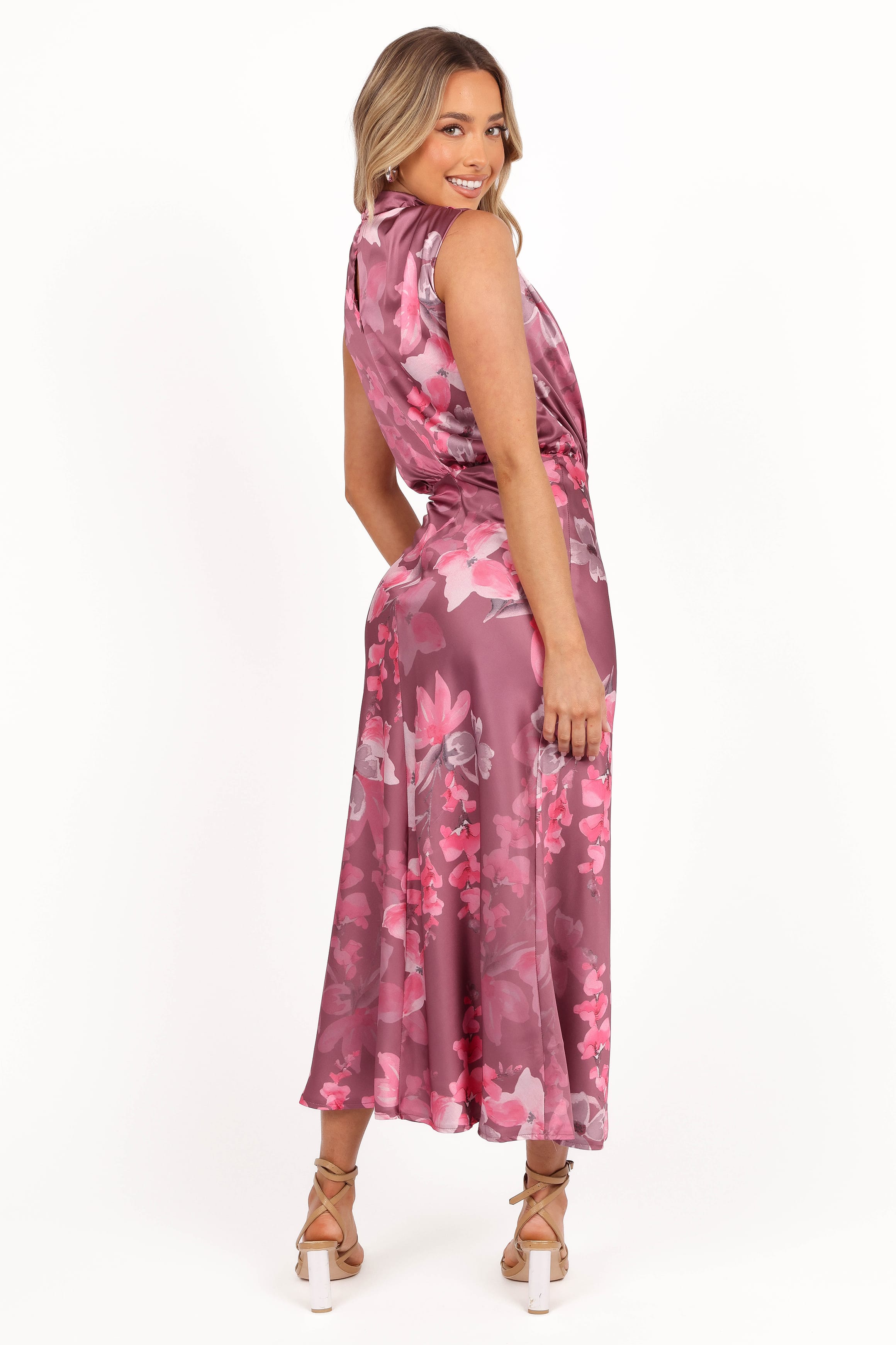 DRESSES Anabelle Halter Neck Midi Dress - Dark Rose Floral