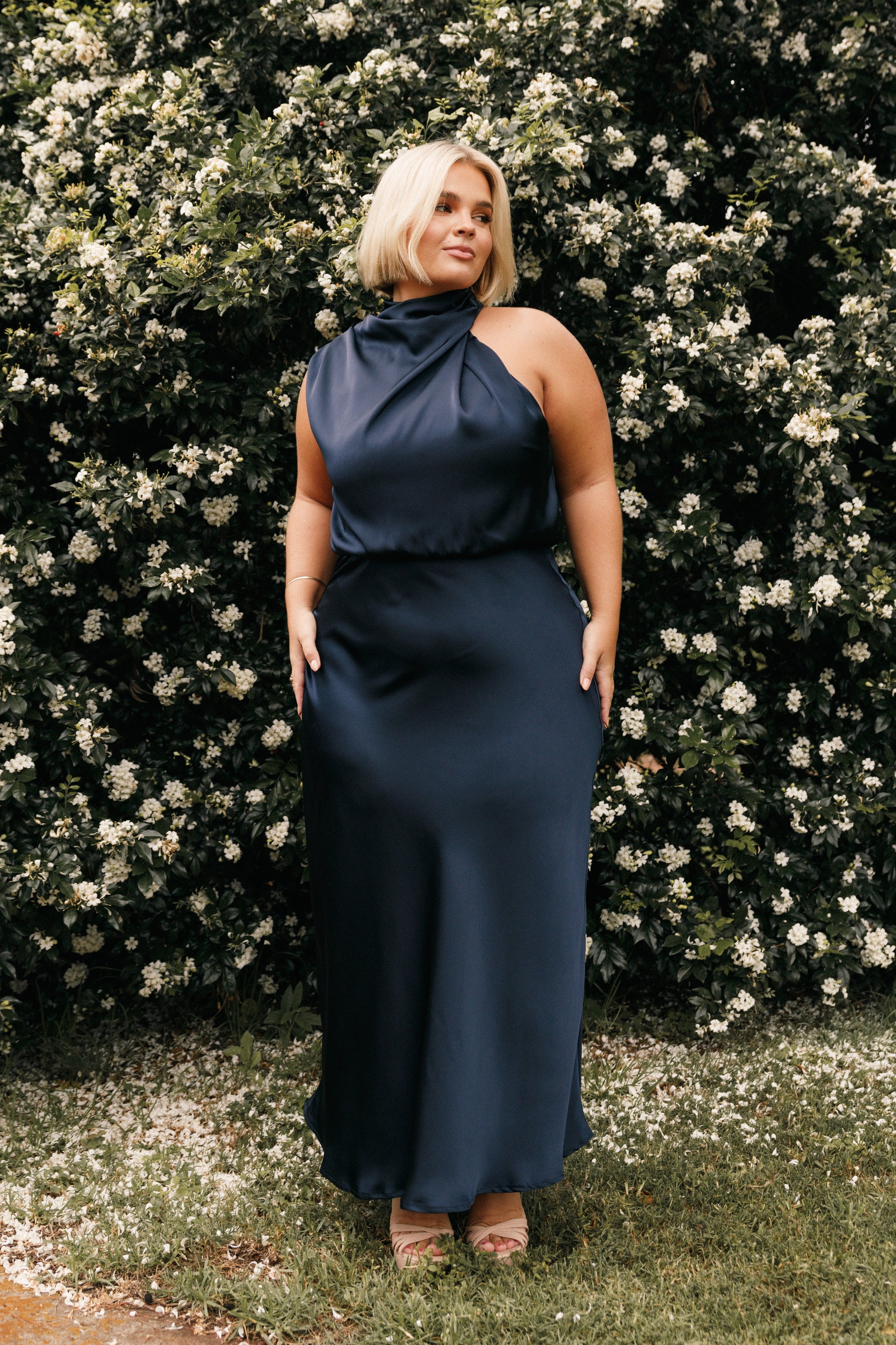 DRESSES Anabelle Halter Neck Midi Dress - Navy