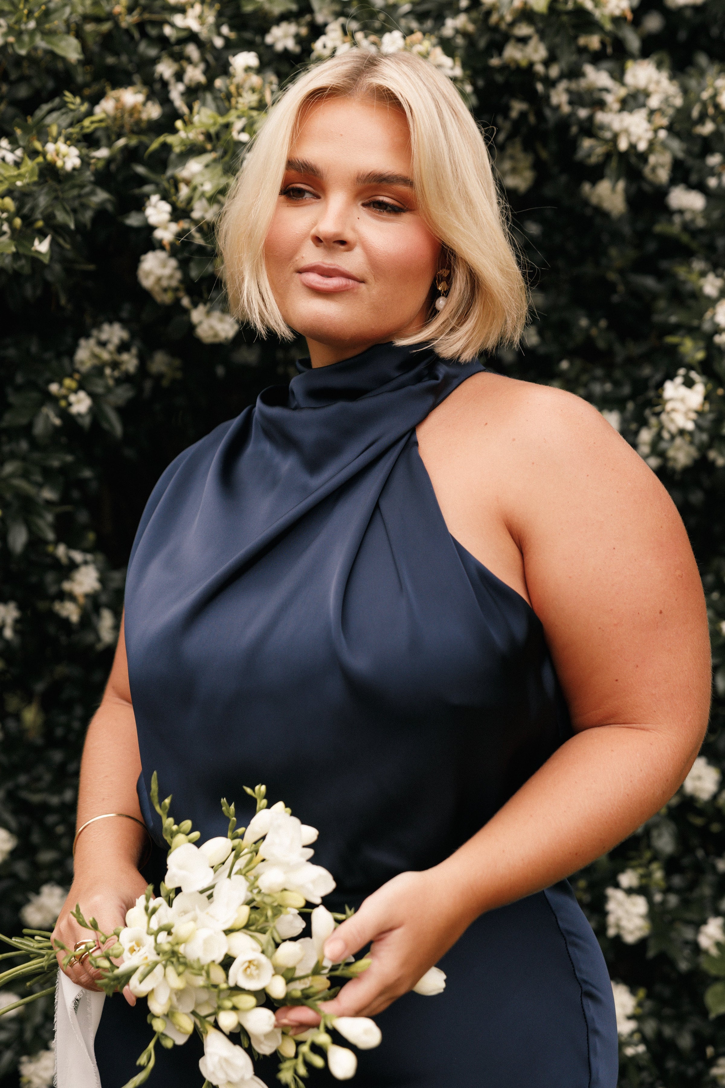 DRESSES Anabelle Halter Neck Midi Dress - Navy