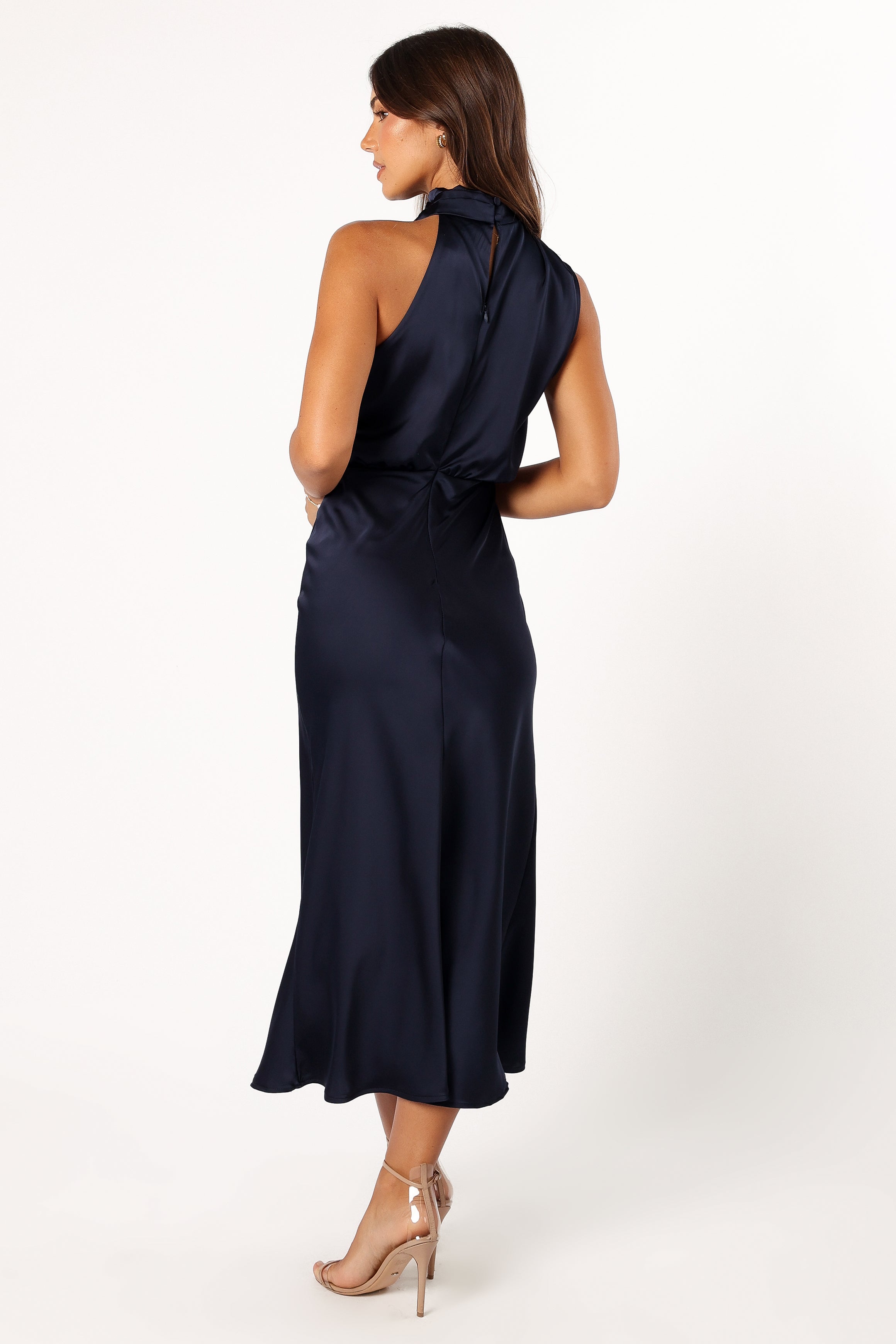 DRESSES @Anabelle Halter Neck Midi Dress - Navy (Hold for Modern Romance)