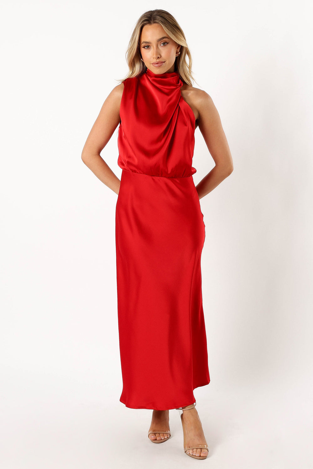 Collective Dress - Anabelle Halter Neck Midi Dress - Red image 5
