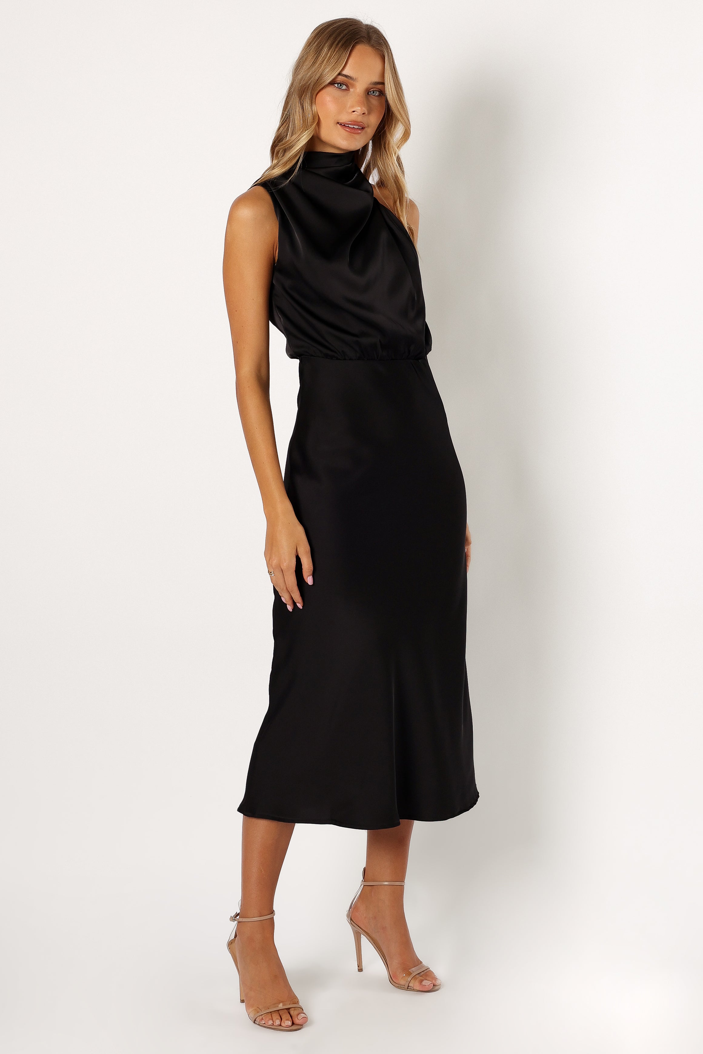 DRESSES @Anabelle Halterneck Midi Dress - Black