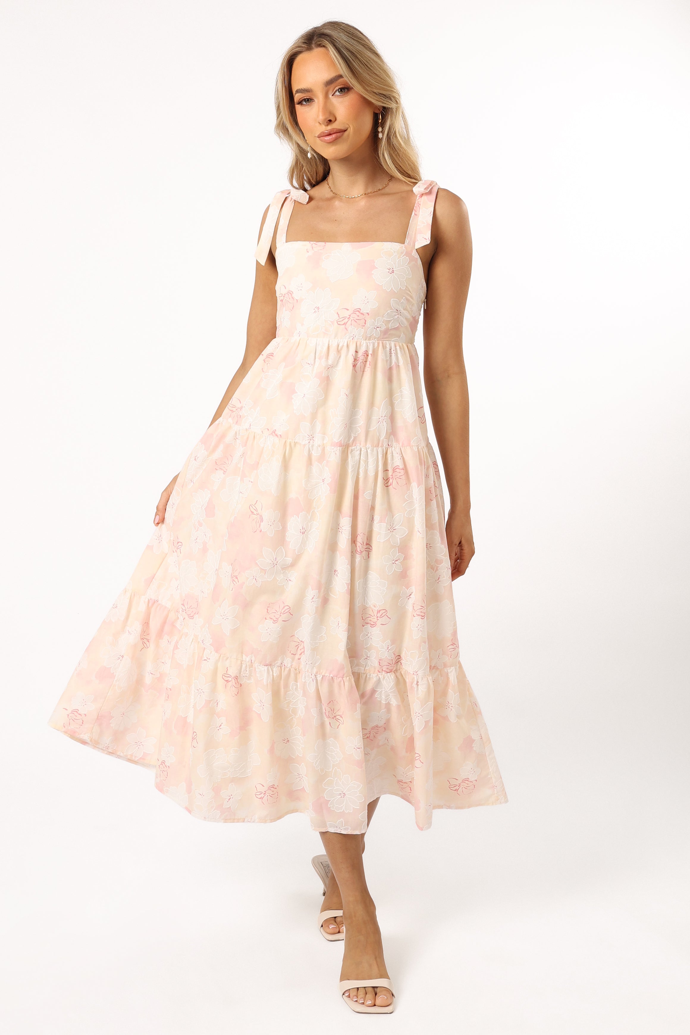DRESSES @Andi Midi Dress - Pink White Floral
