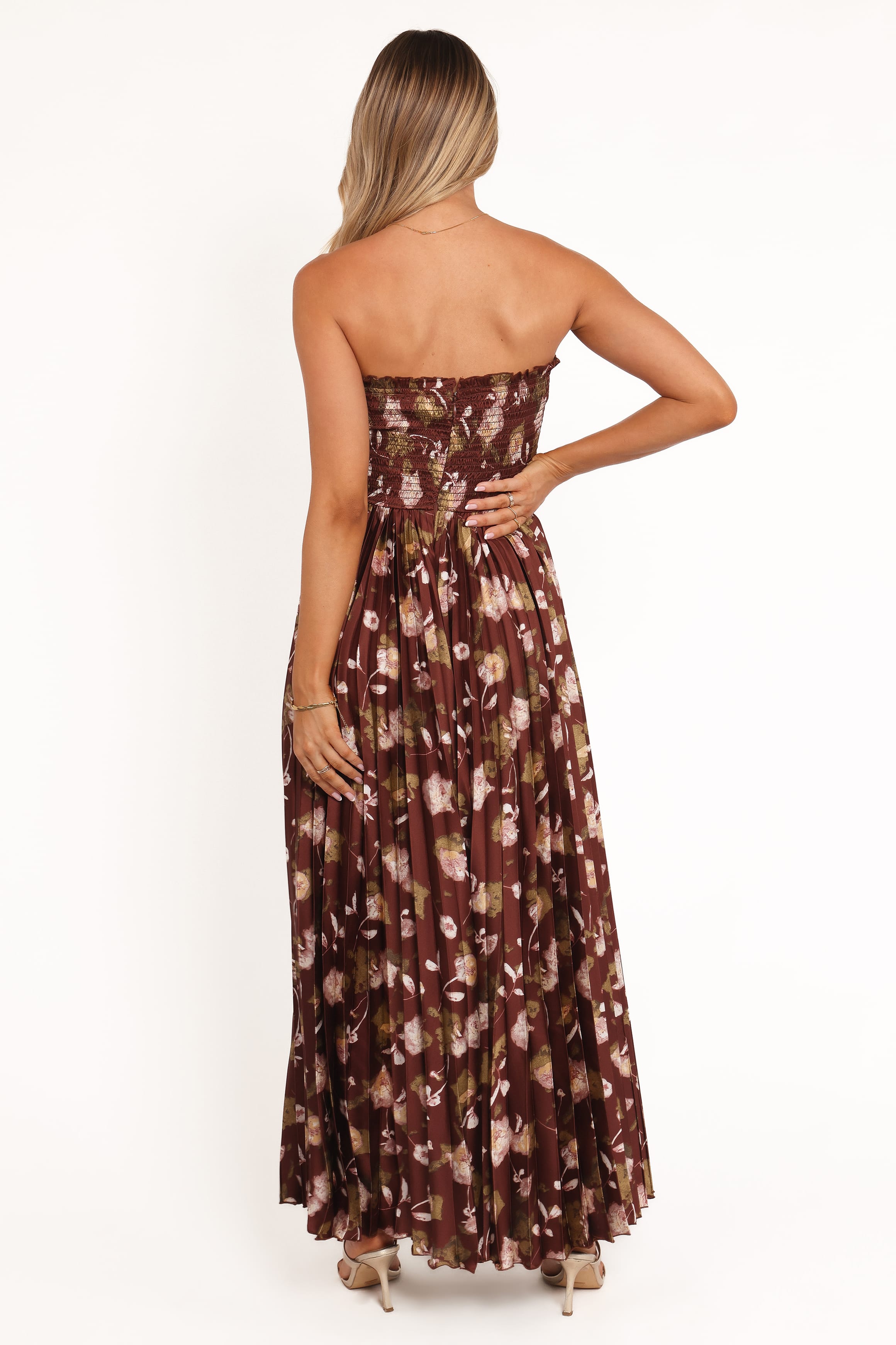 DRESSES Angelique Strapless Maxi Dress - Brown Floral