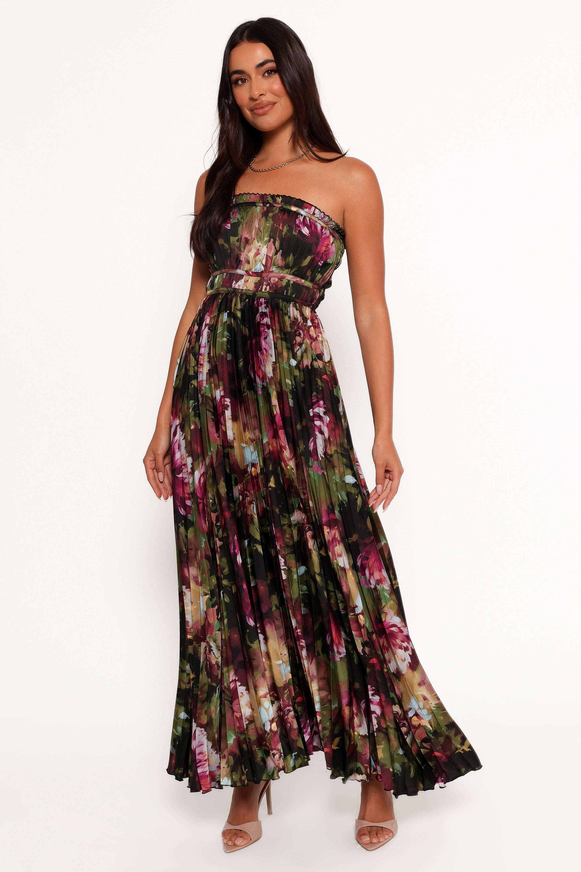 DRESSES Angelique Strapless Maxi Dress - Grey Blurred Floral