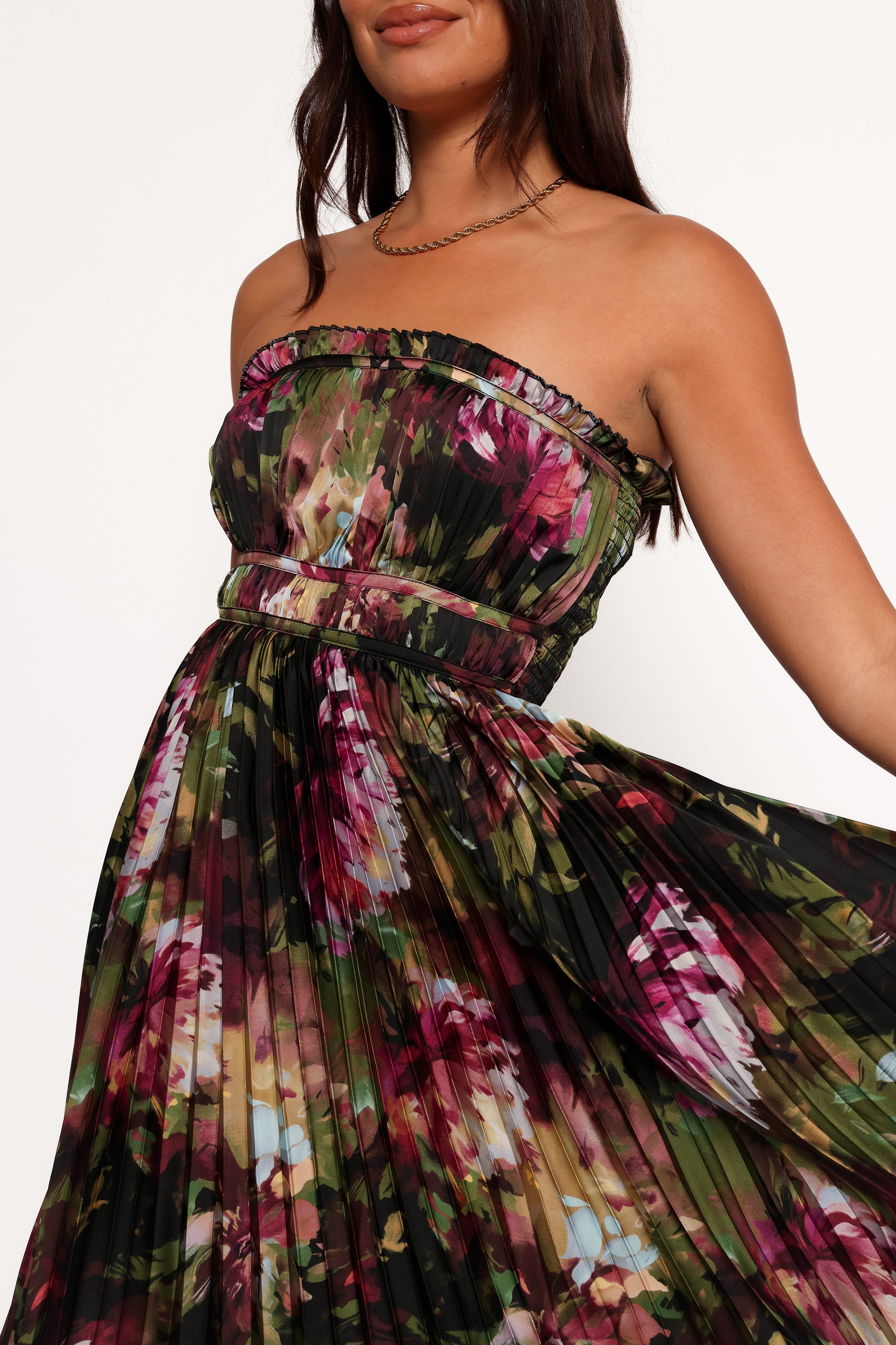 DRESSES Angelique Strapless Maxi Dress - Grey Blurred Floral