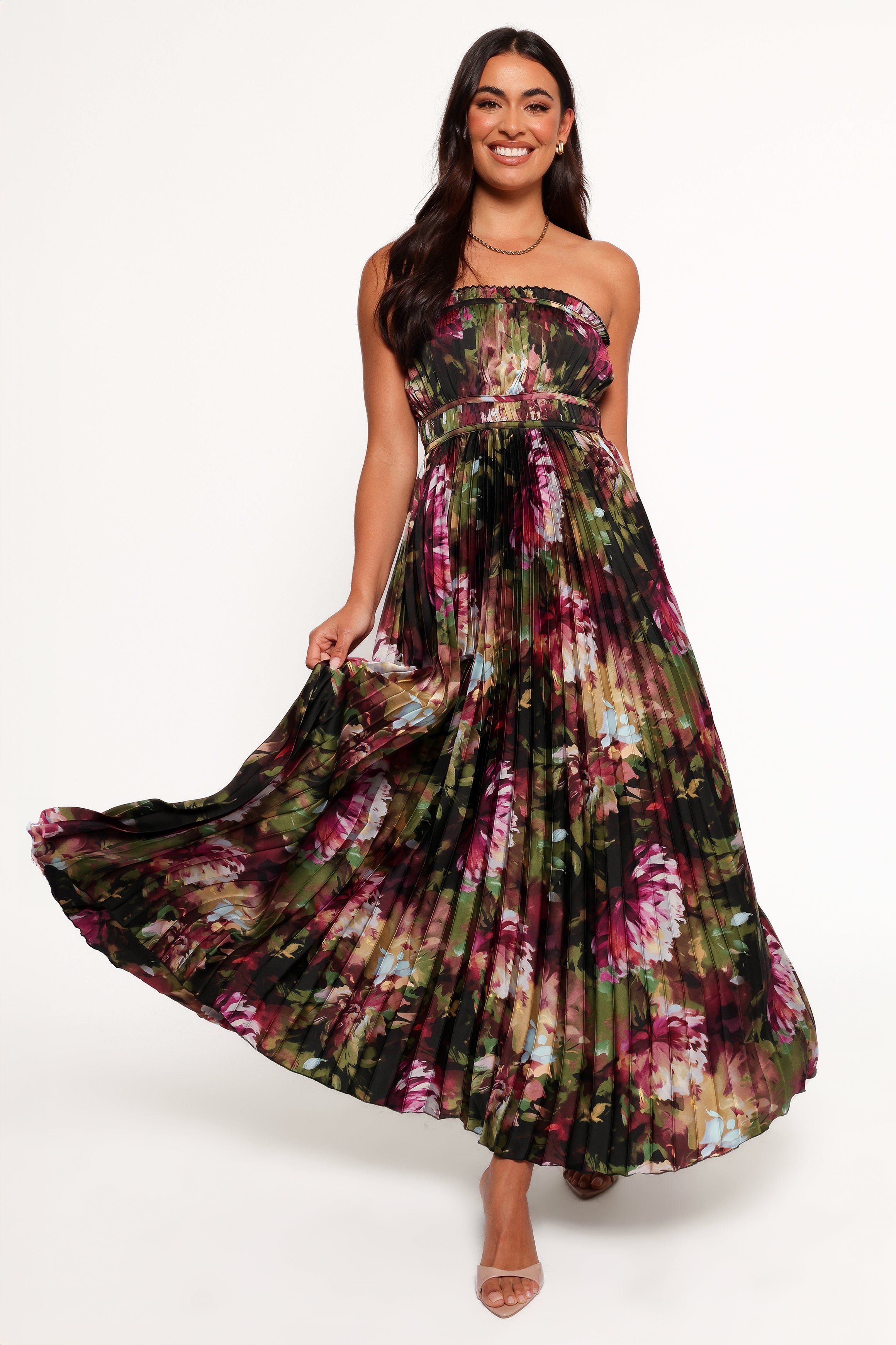 DRESSES Angelique Strapless Maxi Dress - Grey Blurred Floral