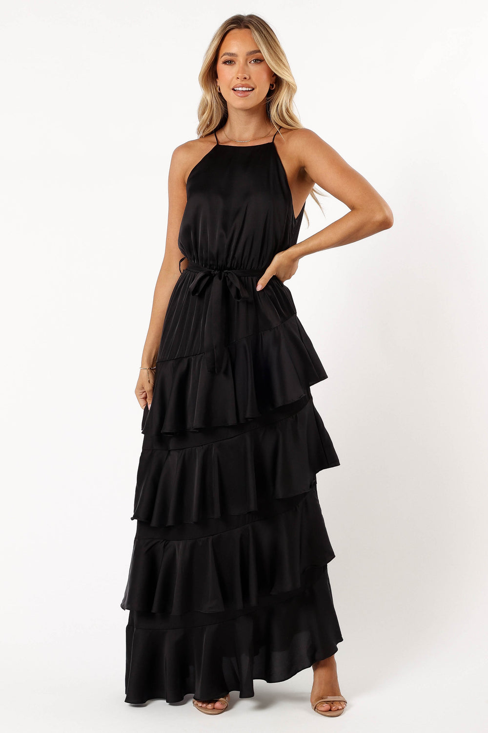 Annalise Tiered Maxi Dress - Black - View 3 | Shop Formal Dress