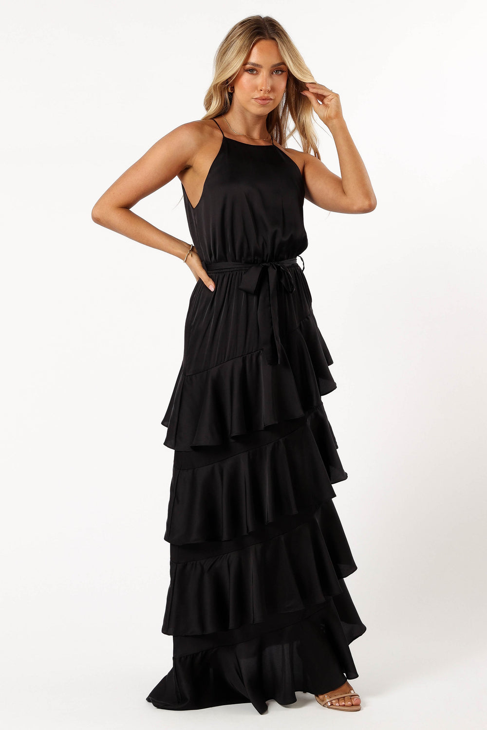 Annalise Tiered Maxi Dress - Black - View 5 | Shop Formal Dress