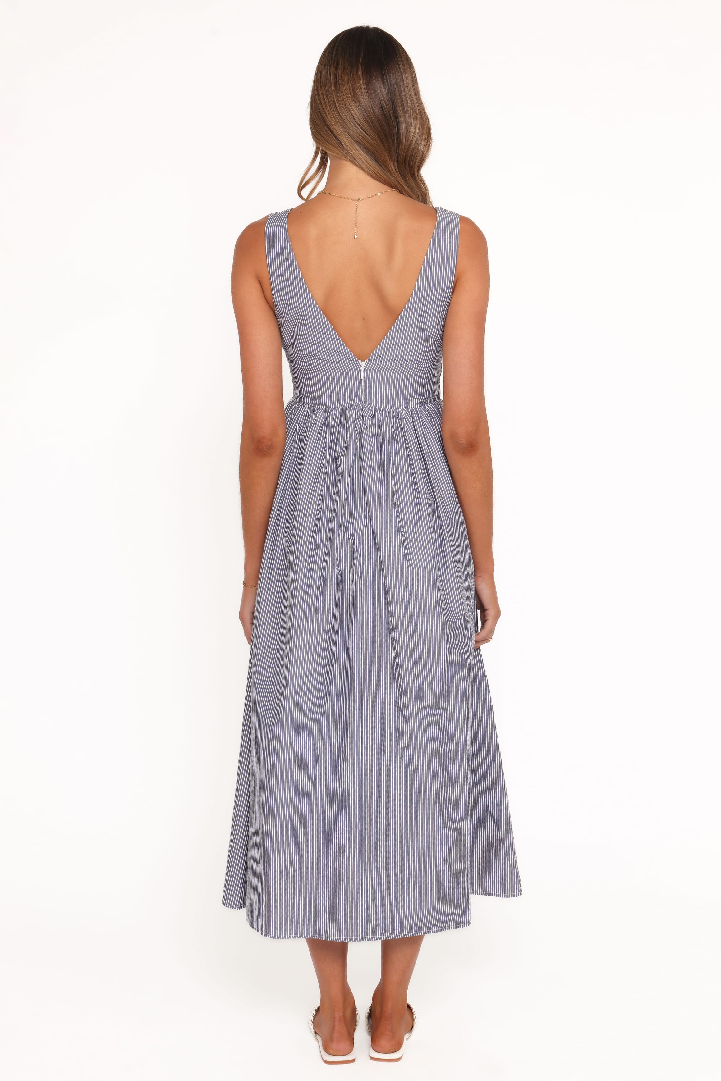 DRESSES Annora Midi Dress - Navy Pinstripe