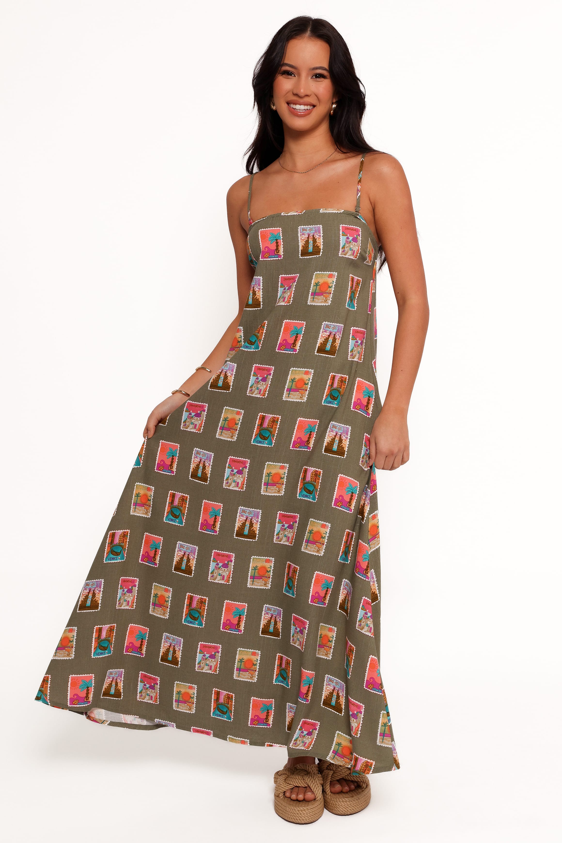 DRESSES Aoife Maxi Dress - Olive Print