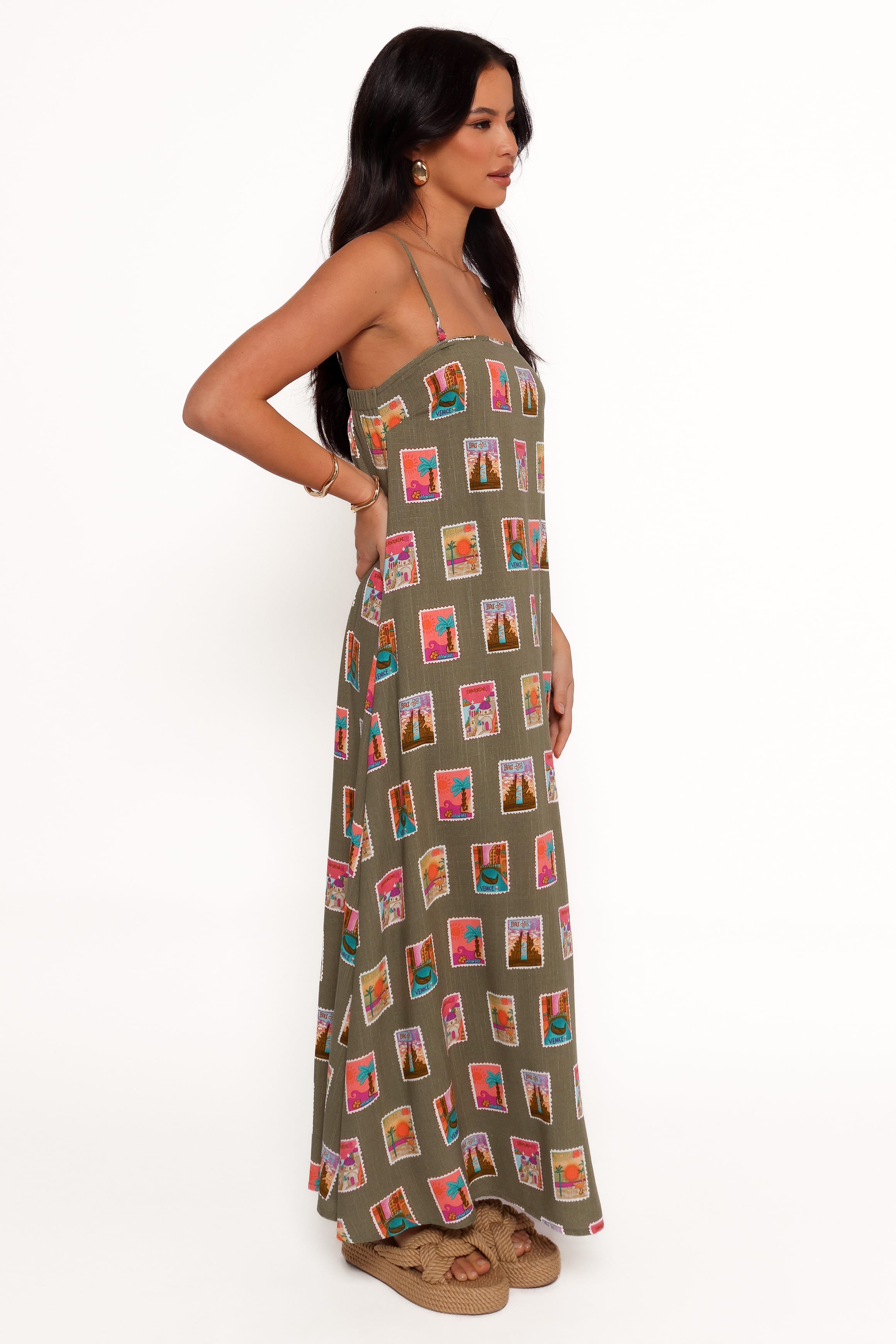 DRESSES Aoife Maxi Dress - Olive Print