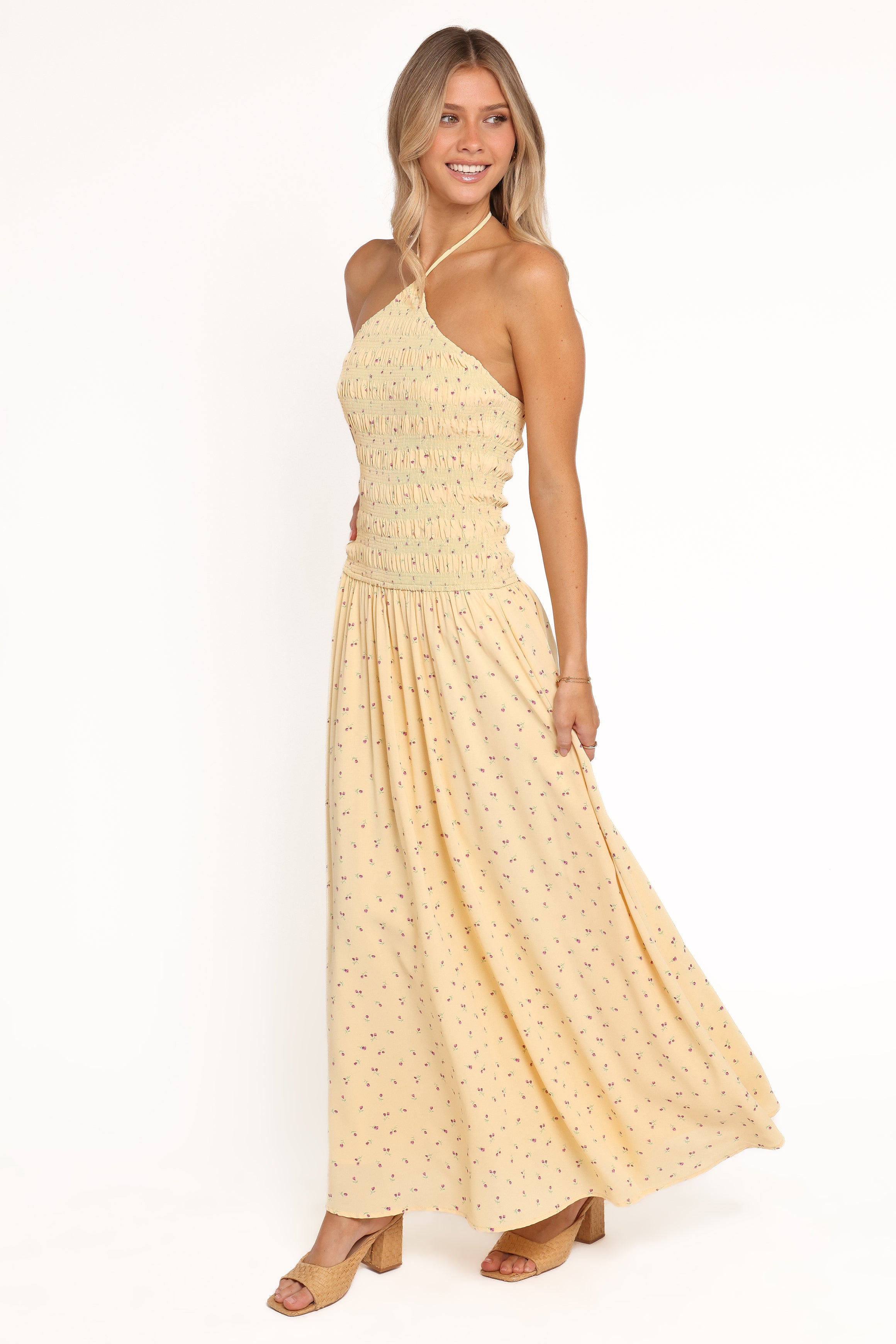 DRESSES Aradia Halter Maxi Dress - Yellow Floral