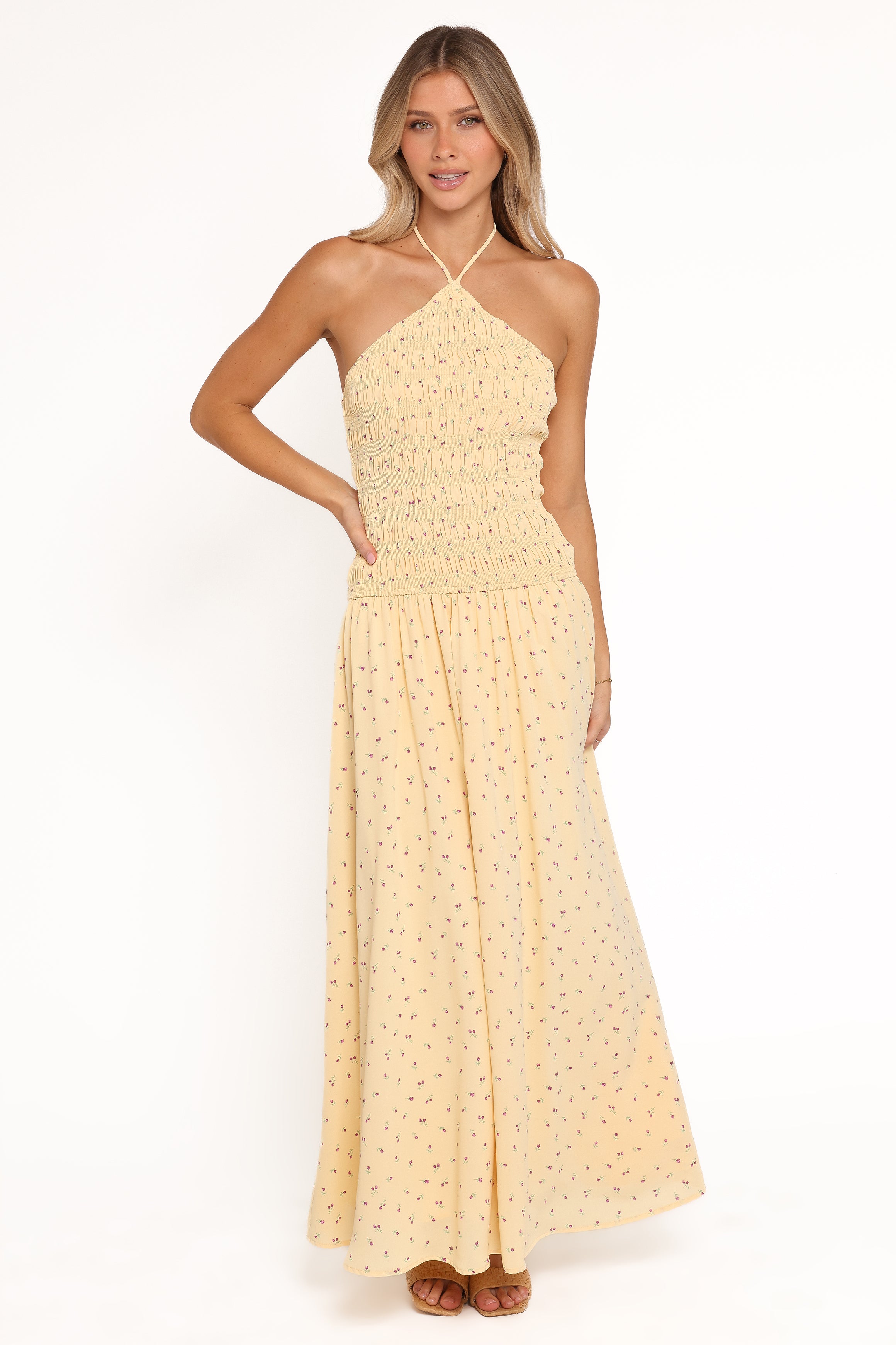 DRESSES Aradia Halter Maxi Dress - Yellow Floral