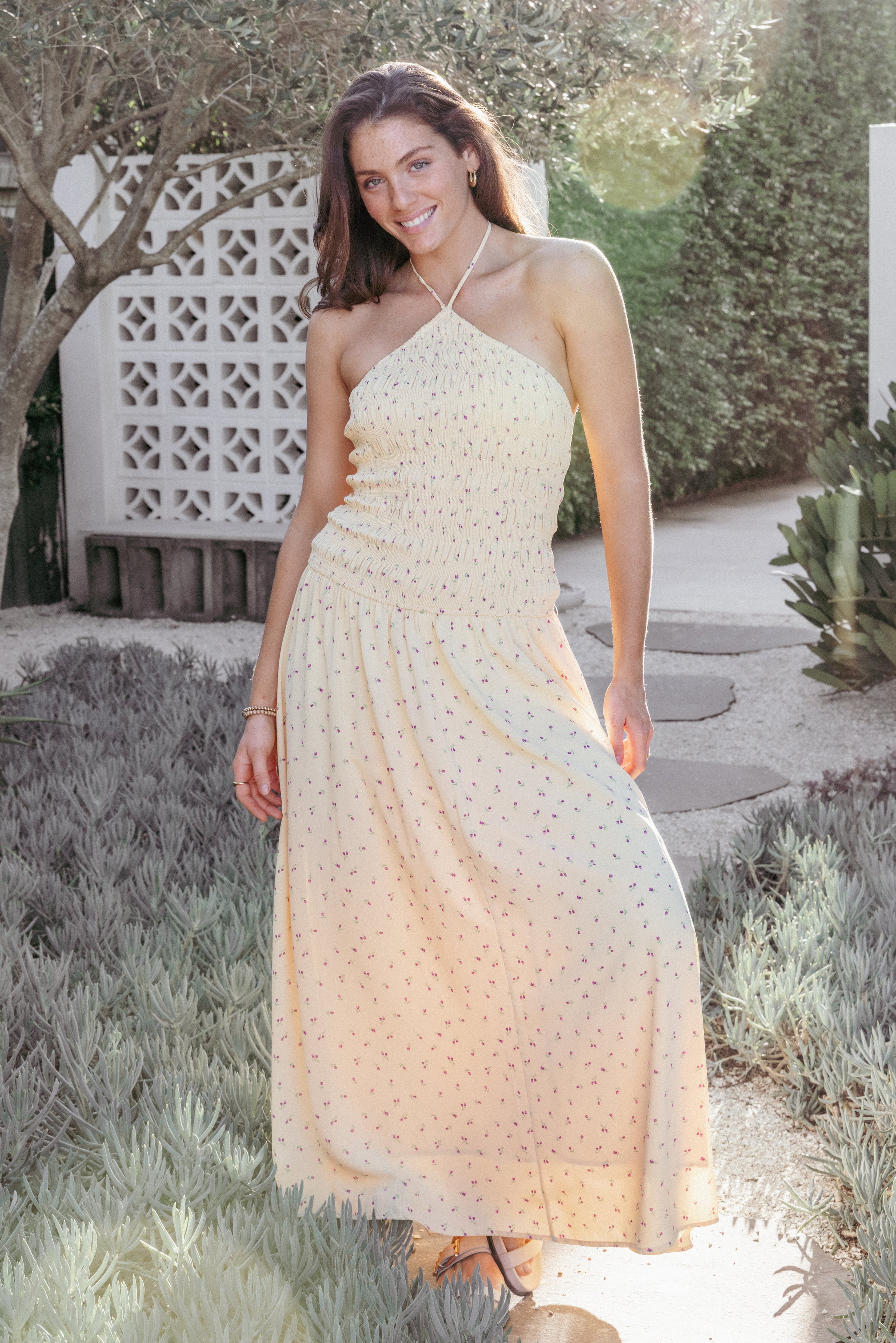 DRESSES Aradia Halter Maxi Dress - Yellow Floral