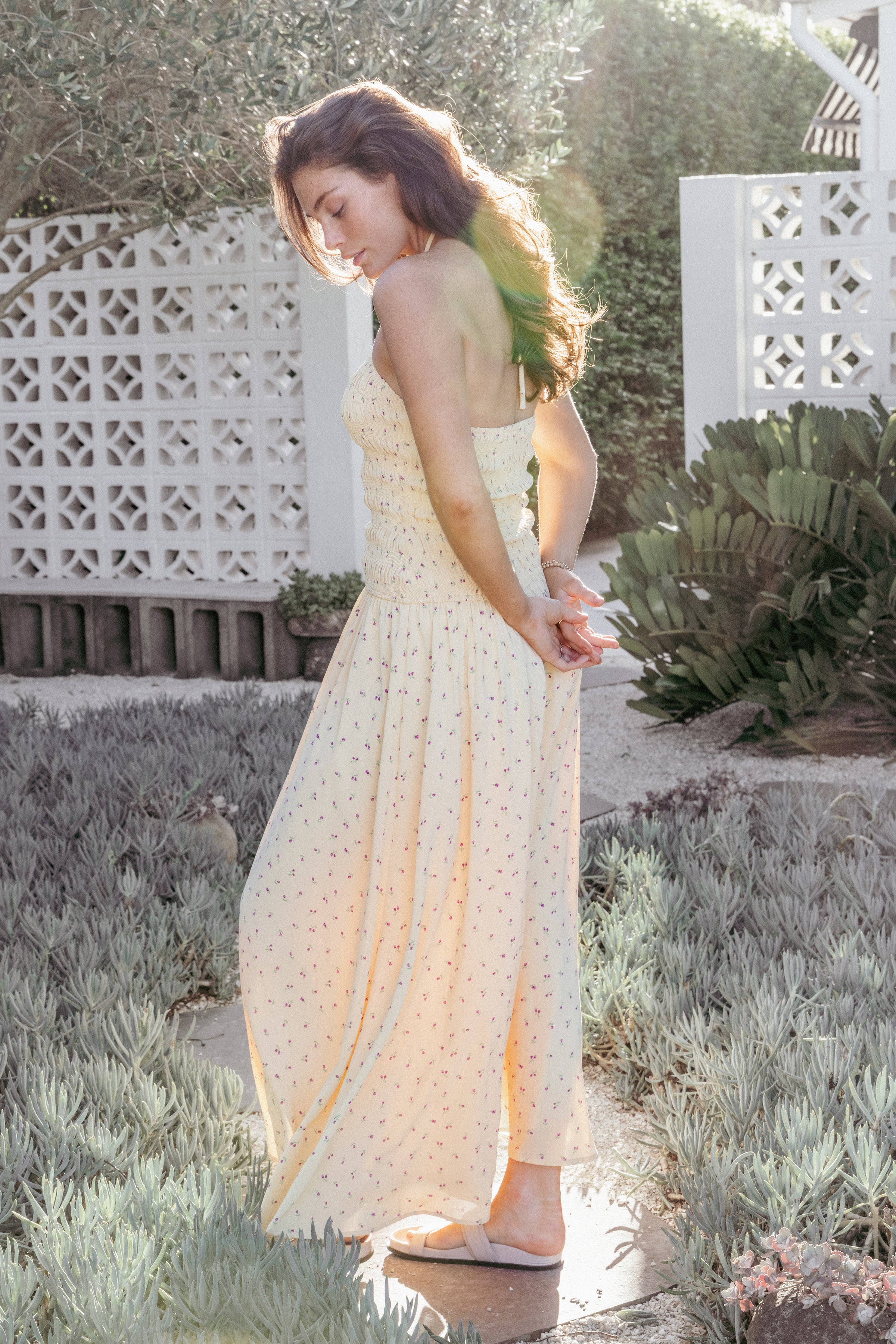 DRESSES Aradia Halter Maxi Dress - Yellow Floral