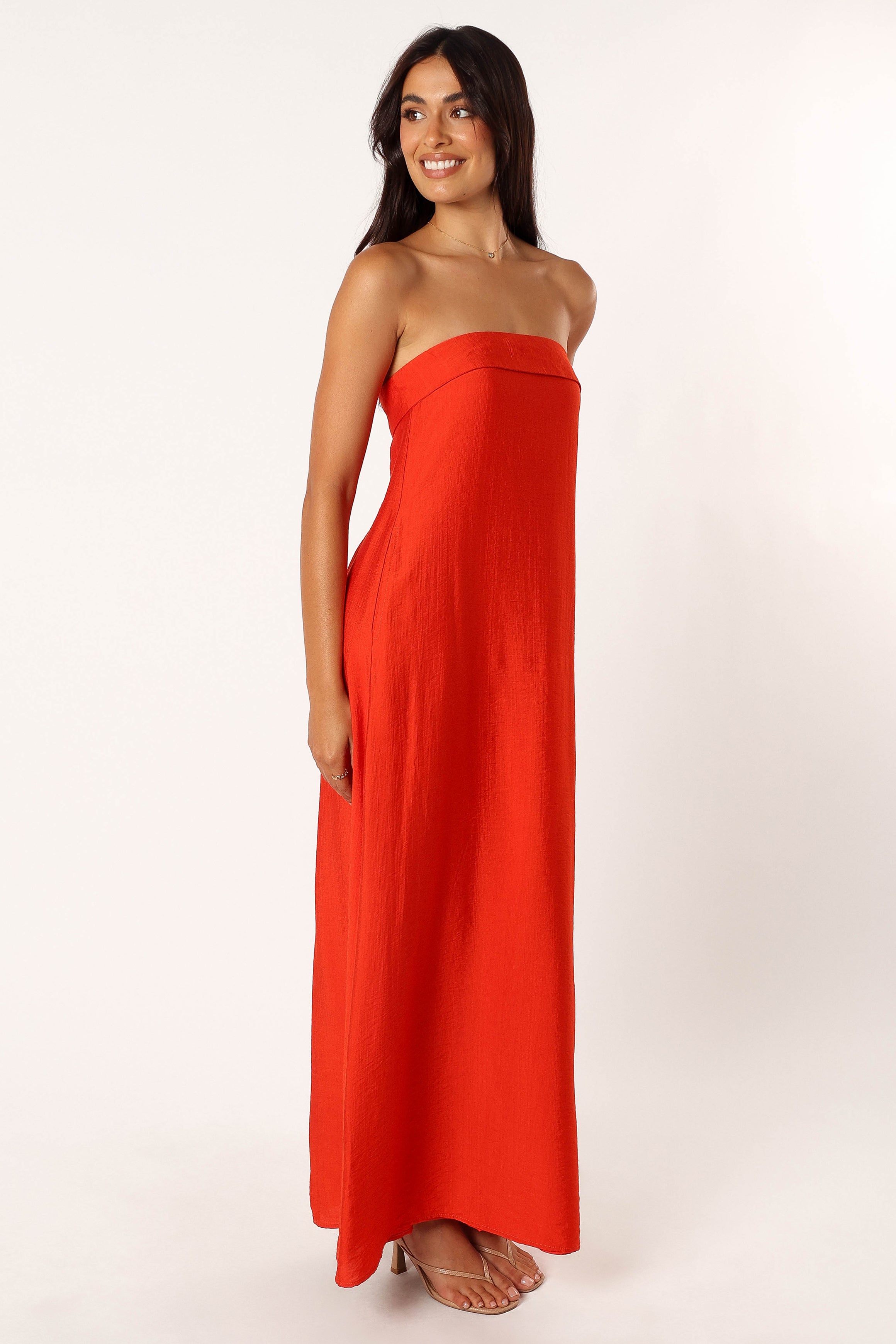 DRESSES @Archer Strapless Maxi Dress - Red