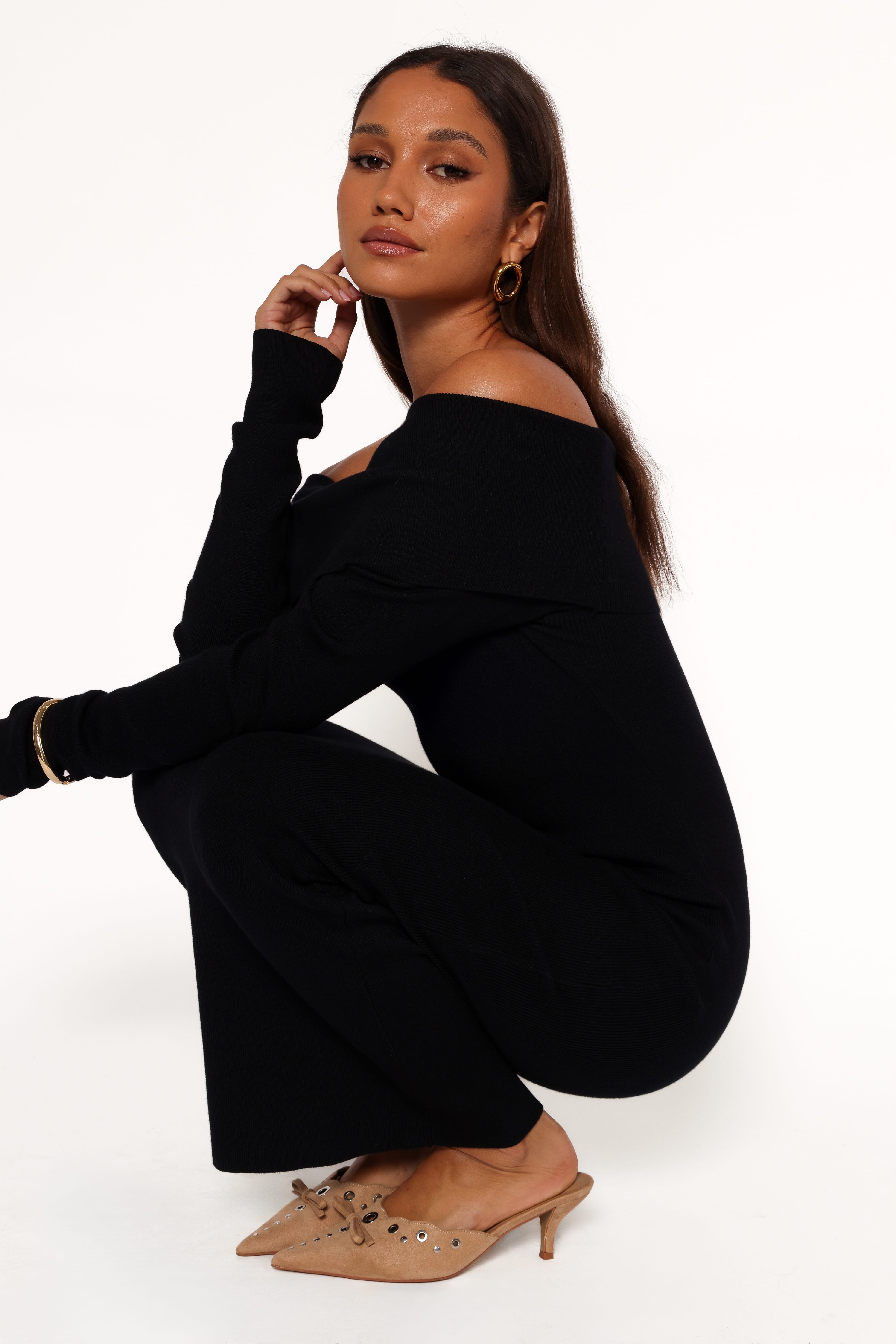 DRESSES Archie Off The Shoulder Midi Dress - Black