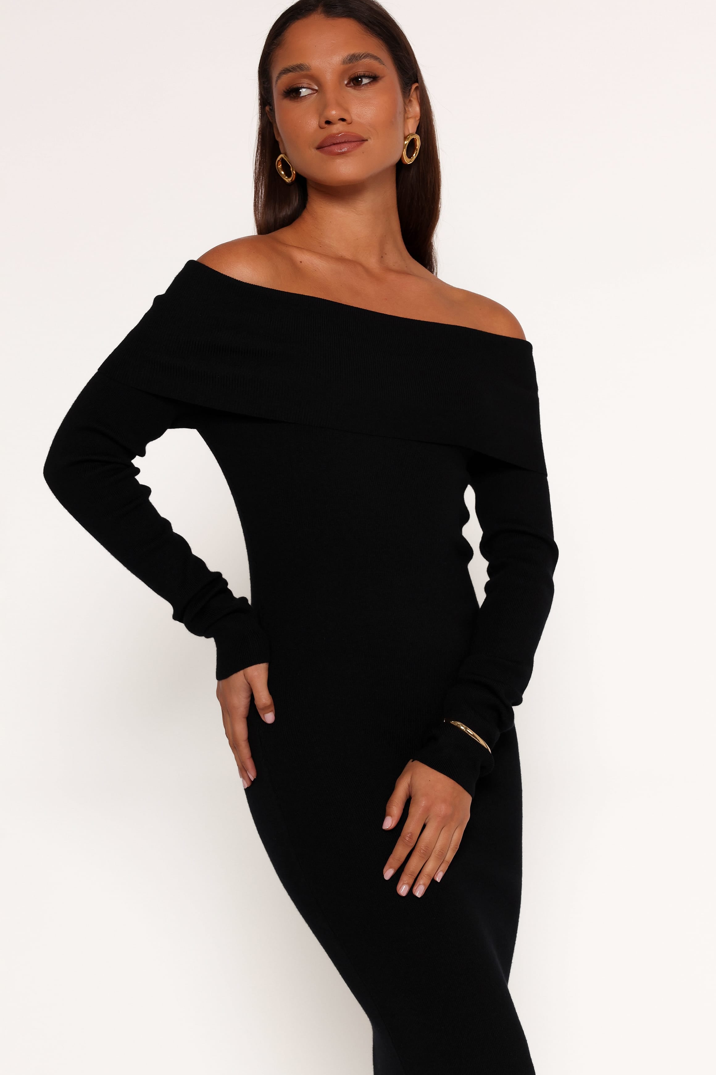 DRESSES Archie Off The Shoulder Midi Dress - Black