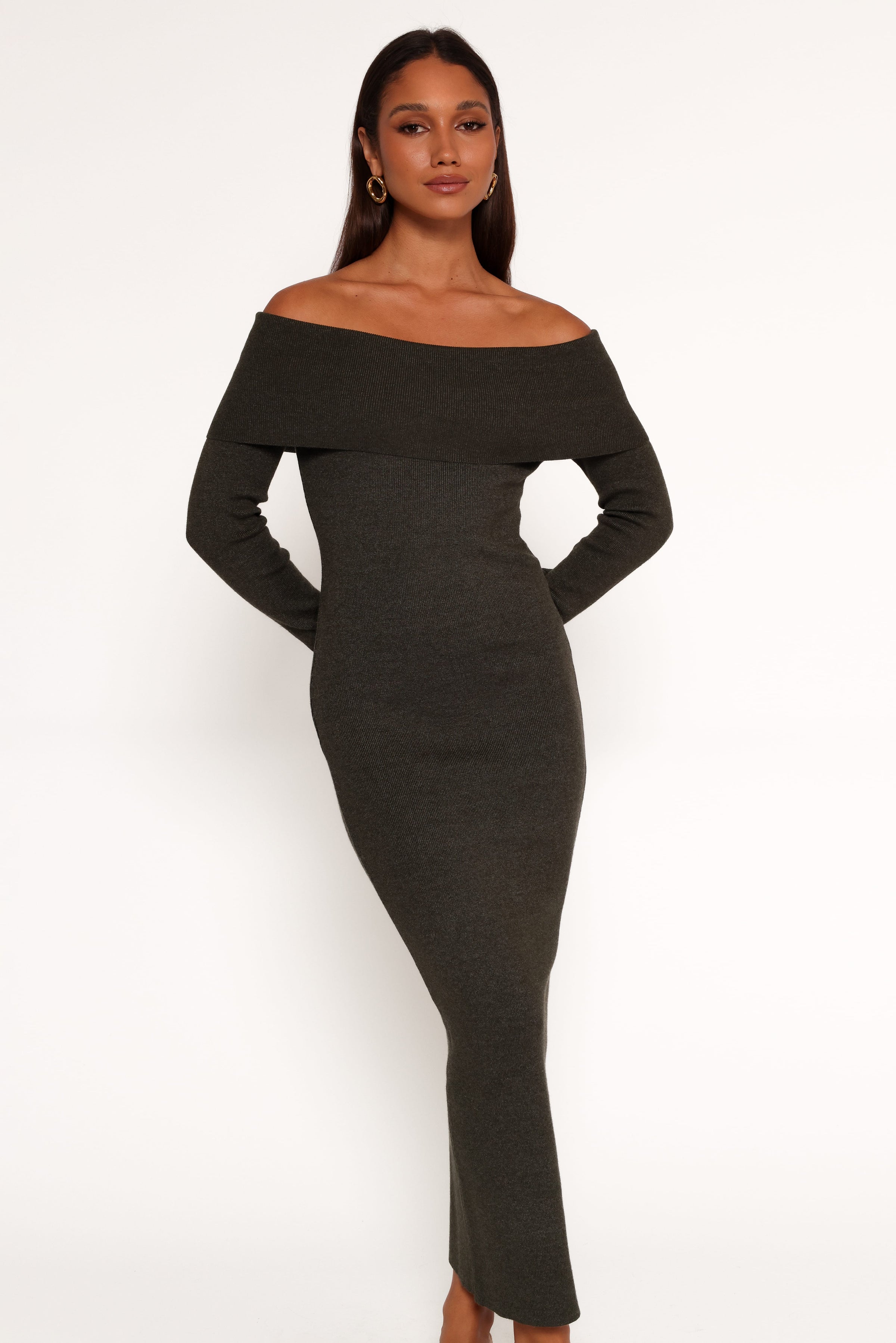 DRESSES Archie Off The Shoulder Midi Dress - Olive