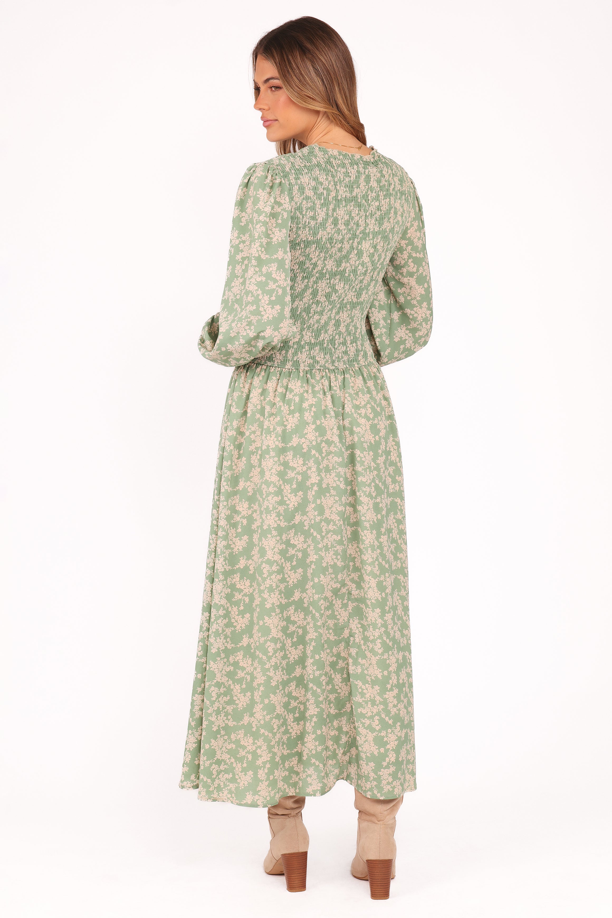 DRESSES Ashara Long Sleeve Midi Dress - Green Floral