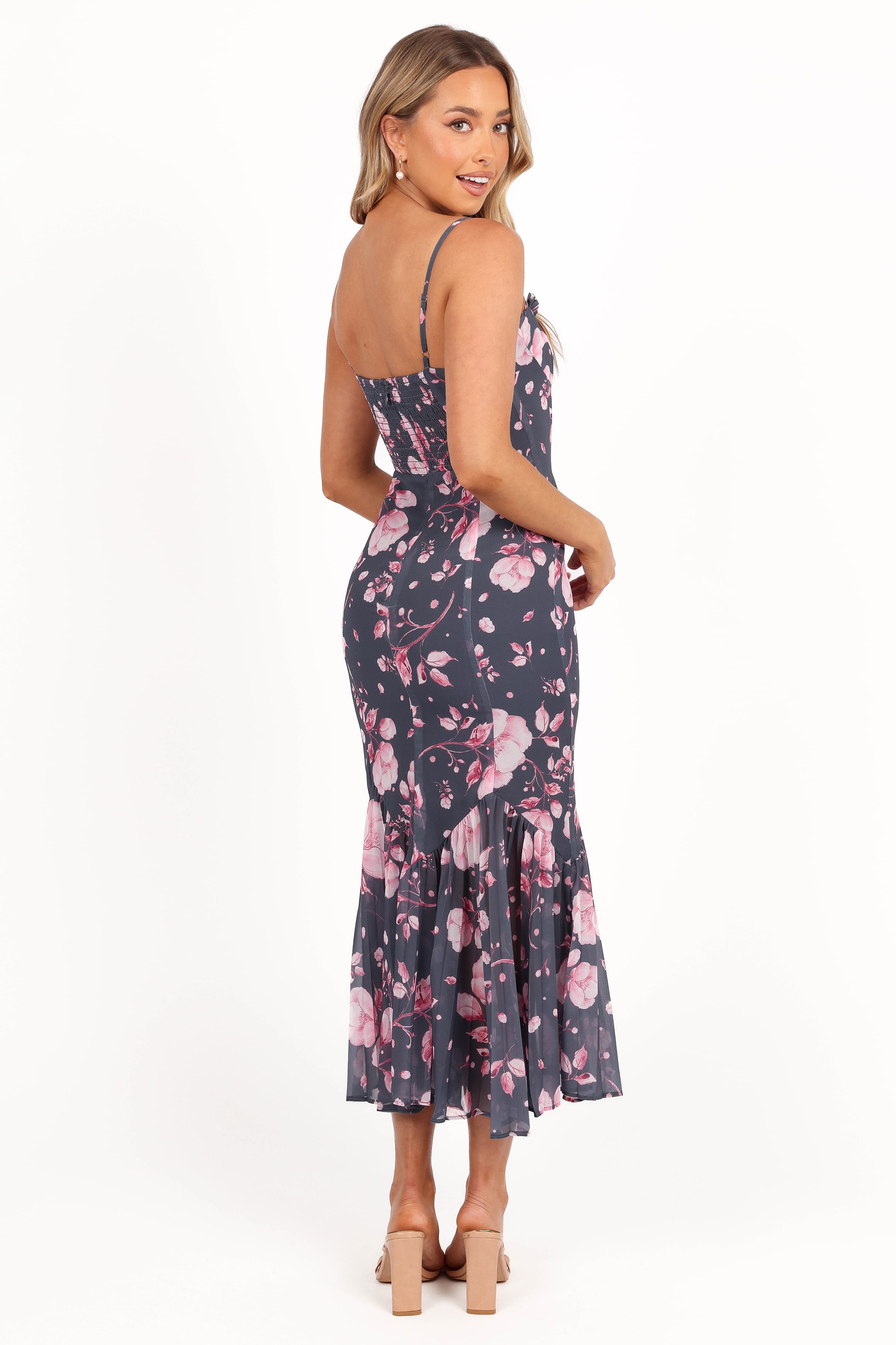 DRESSES Ashton Midi Dress - Steel Gray Floral