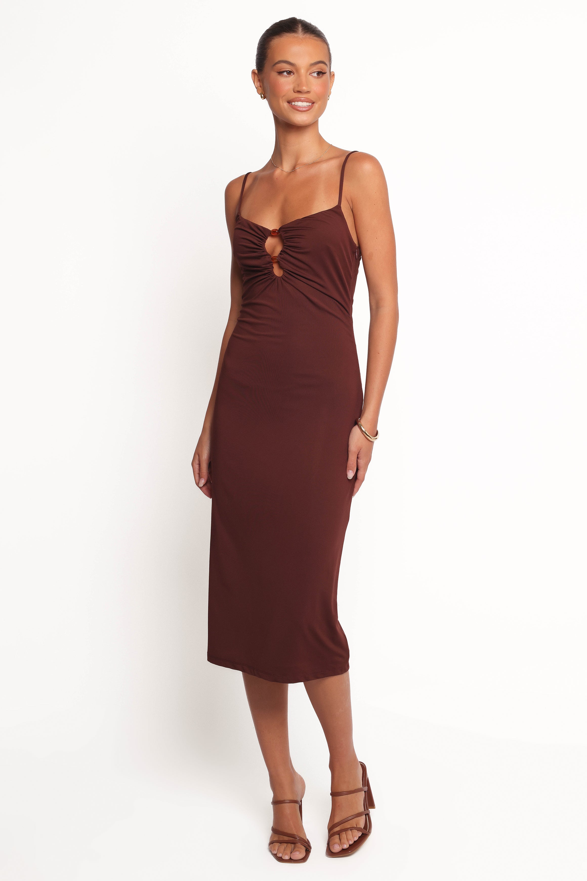 DRESSES Ashy Midi Dress - Brown