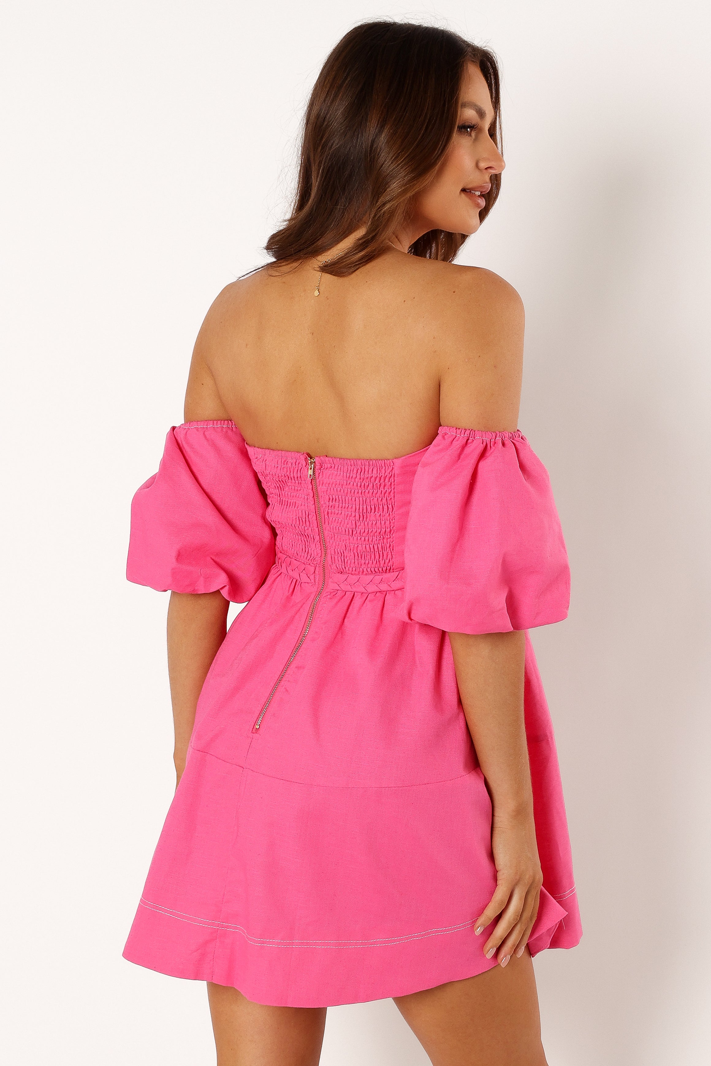 DRESSES @Aurora Off Shoulder Mini Dress - Pink