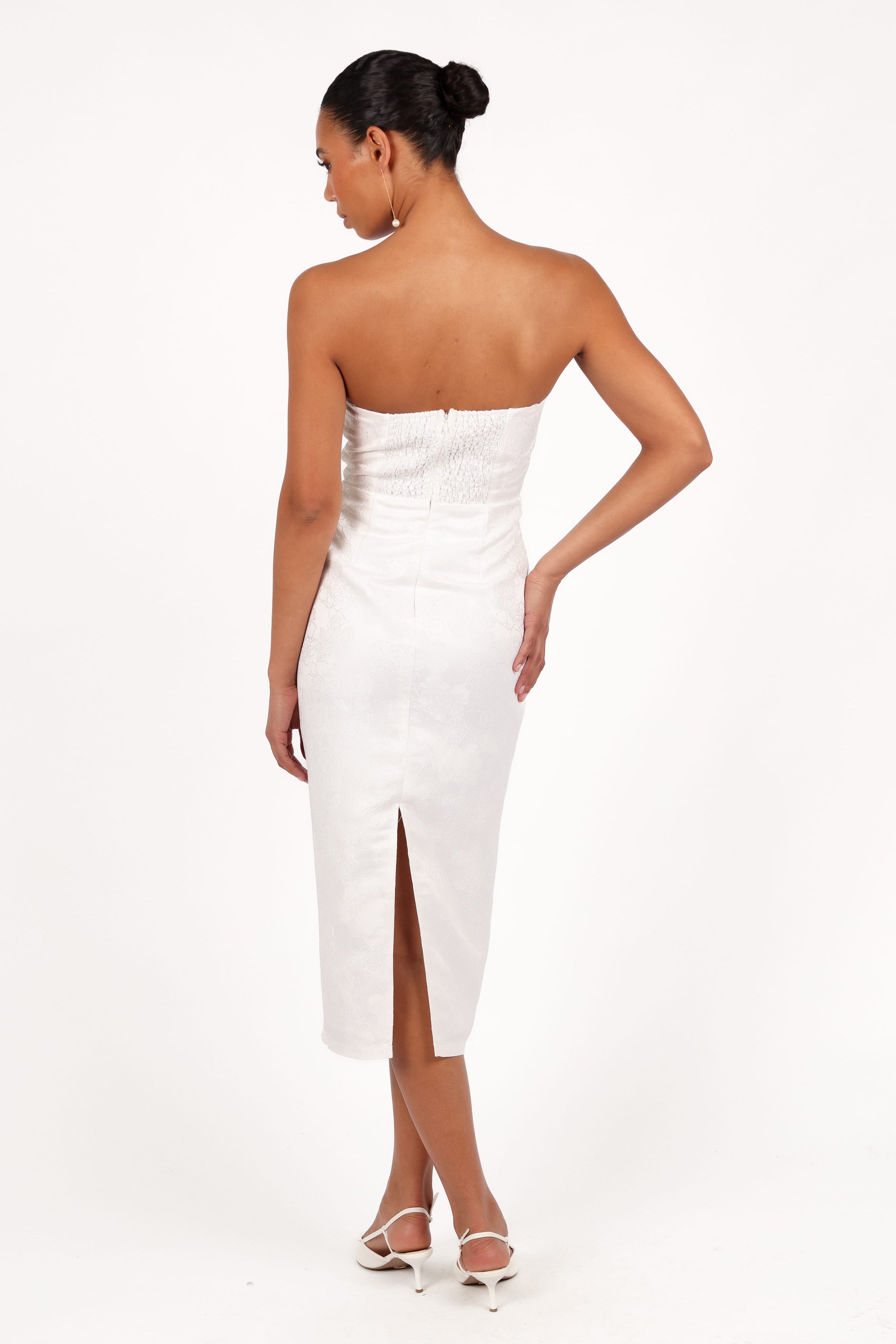 DRESSES Avah Strapless Midi Dress - White